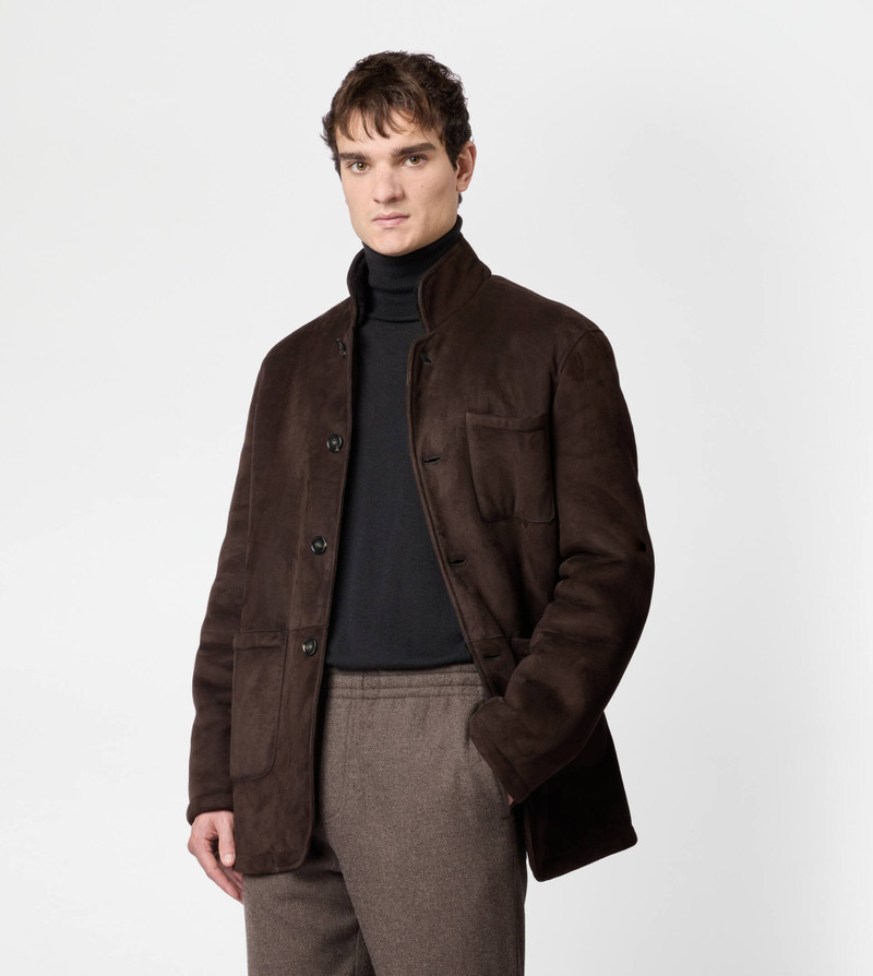 CASTELLO JACKET IN SHEARLING VELOUR - BROWN 5
