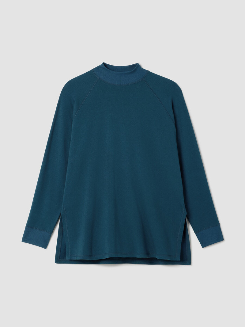 Cozy Brushed Terry Mock Neck Long Top 1
