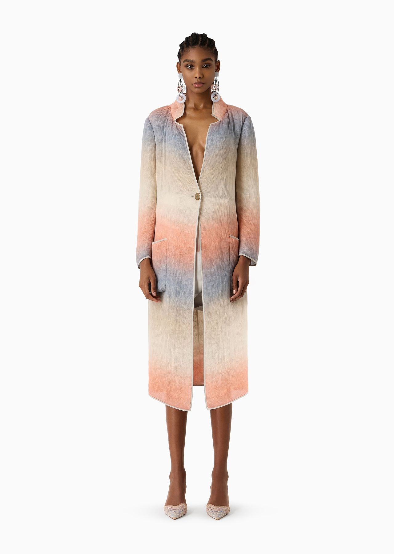Long, gradient silk-blend duster coat - 2