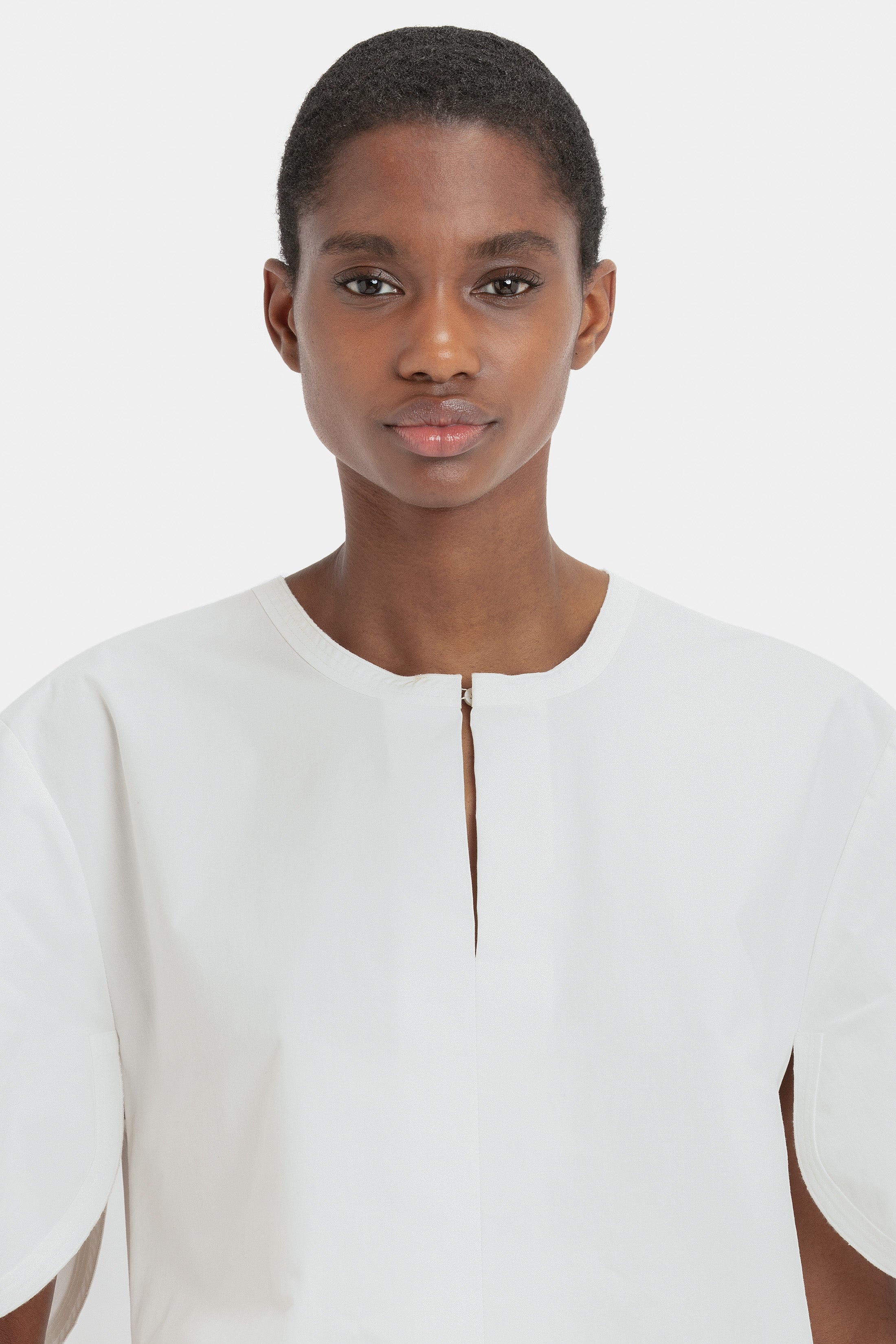 Stretch Cotton Top In White - 6