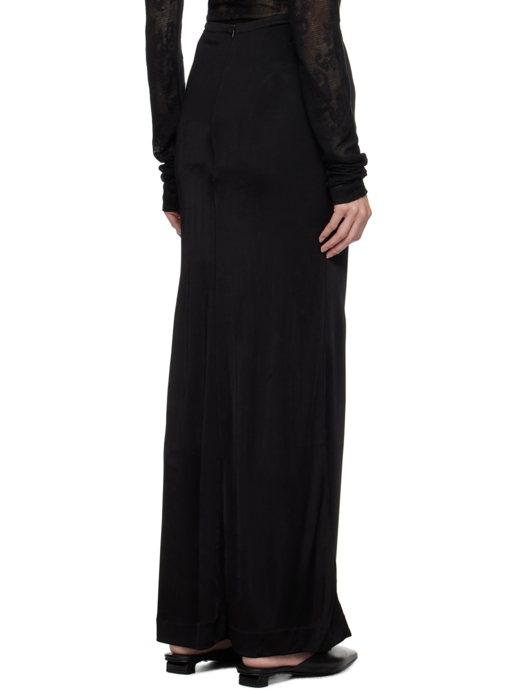 Black Zip Midi Skirt - 3