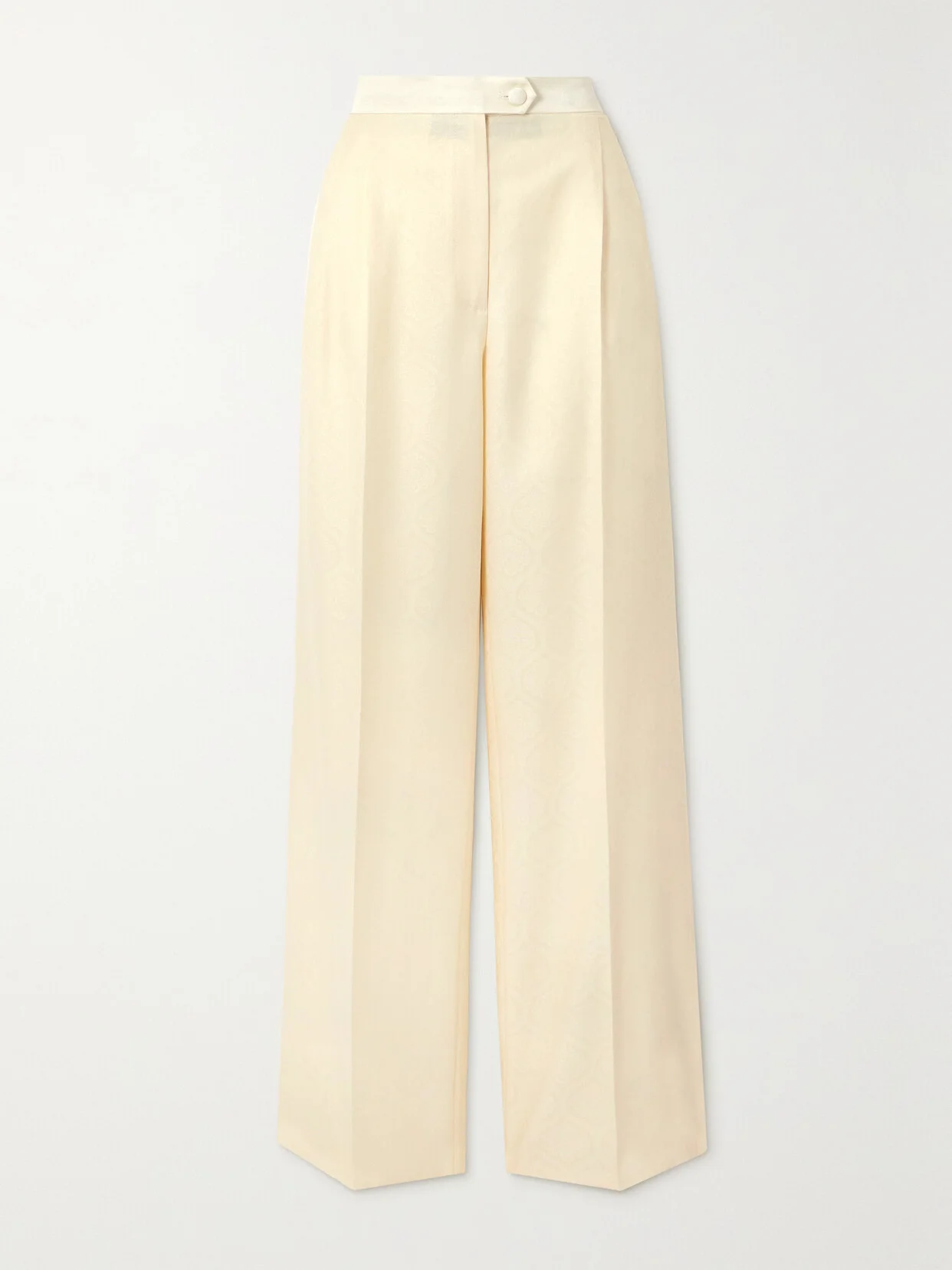 Pleated Cotton And Wool-blend Jacquard Wide-leg Pants - 1