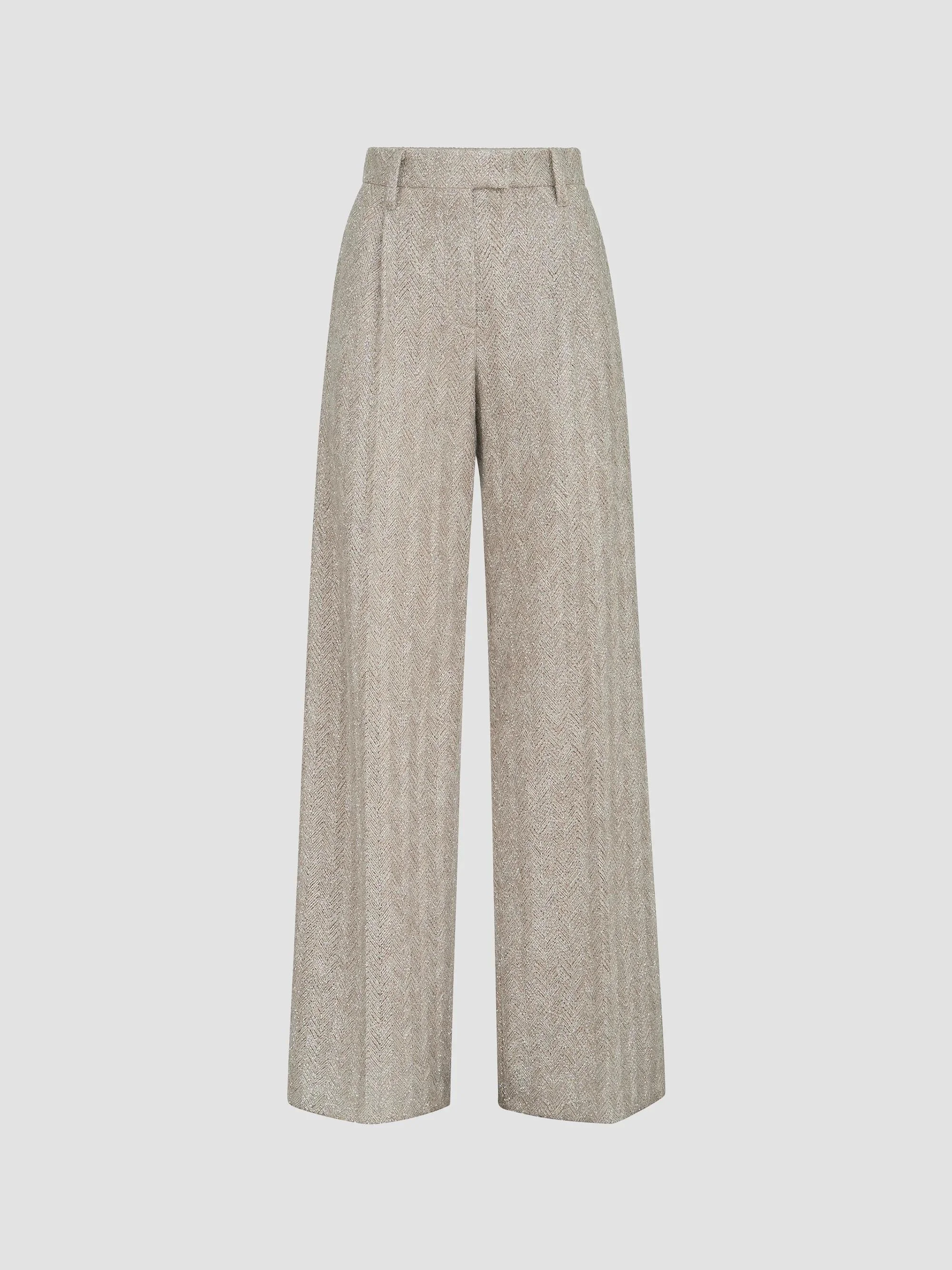 Women's Dazzling Chevron Embroidery Loose Pleated Trousers - Rope - 1