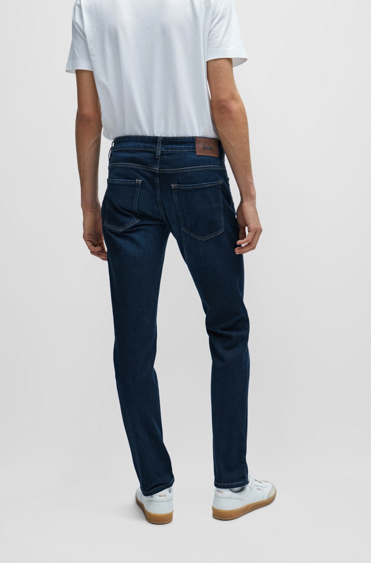 SLIM-FIT JEANS IN BLUE ITALIAN CASHMERE-TOUCH DENIM - 4