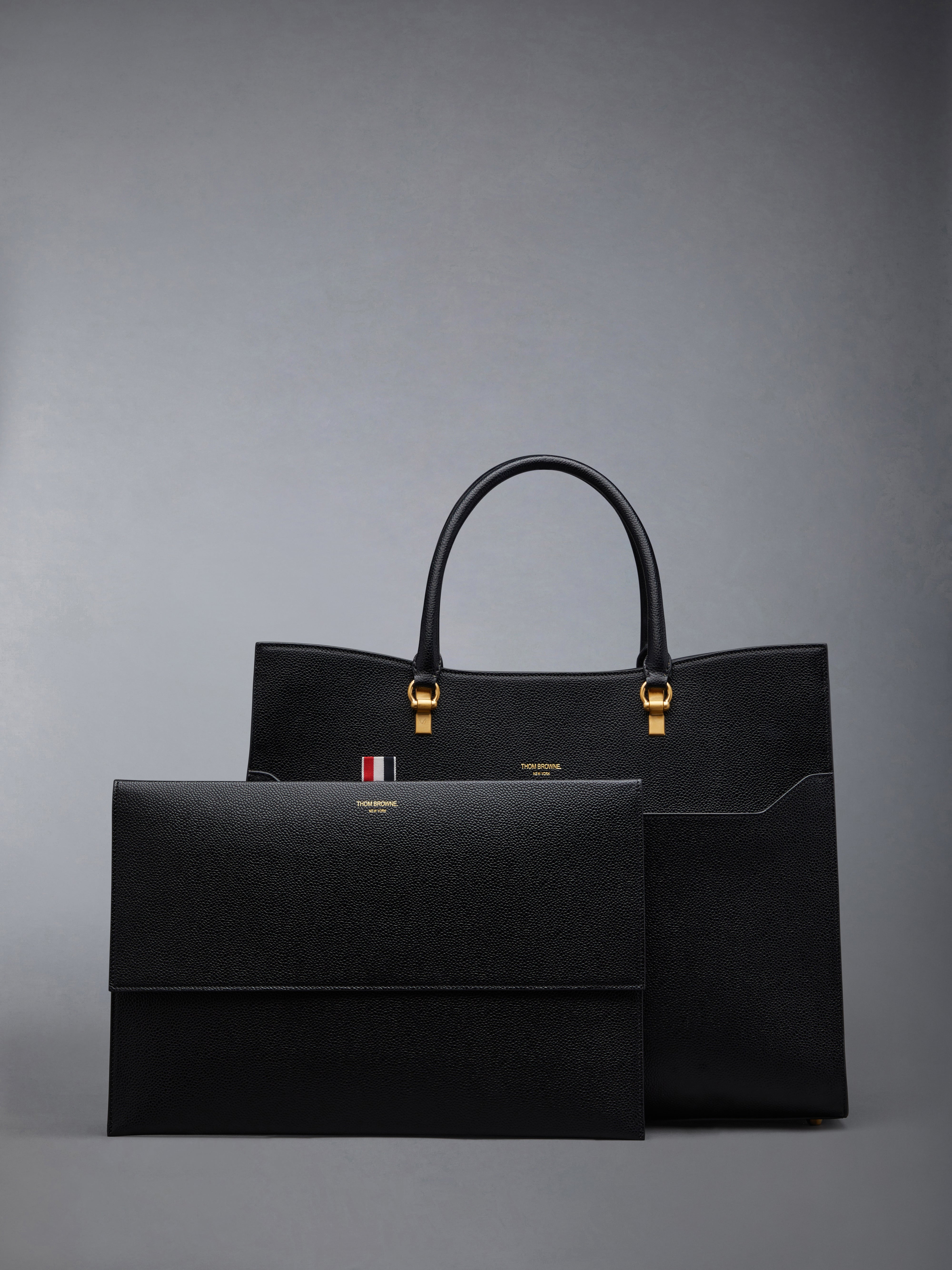 PEBBLE GRAIN LARGE DUET TOTE - 7