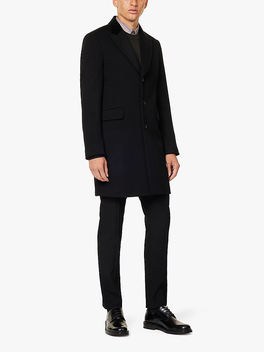 Tuxedo tailored-fir wool and cashmere-blend coat - 3