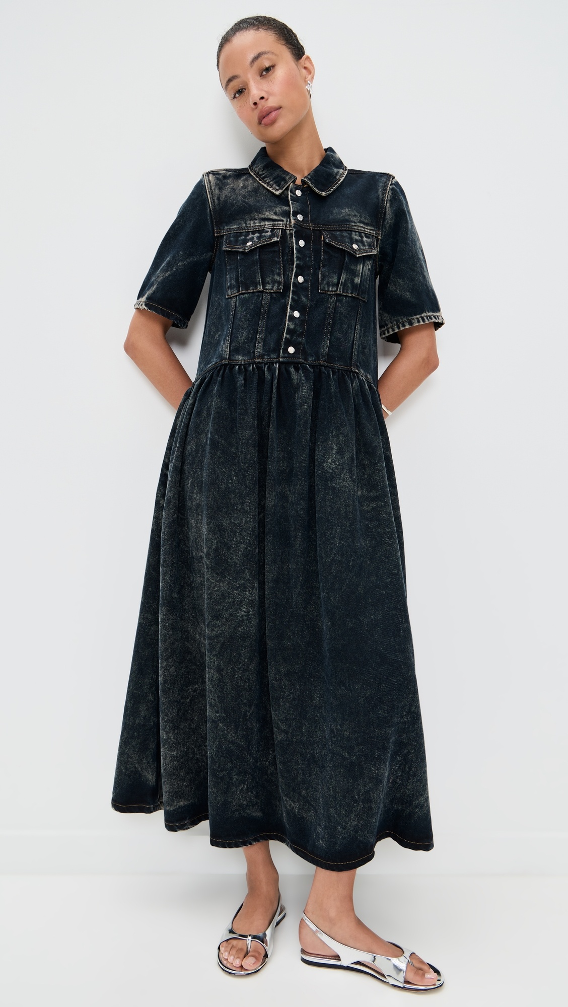 Light Denim Long Dress - 4