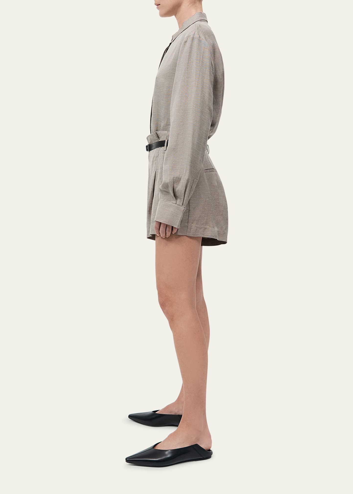 Melange Paper Bag Shorts - 4