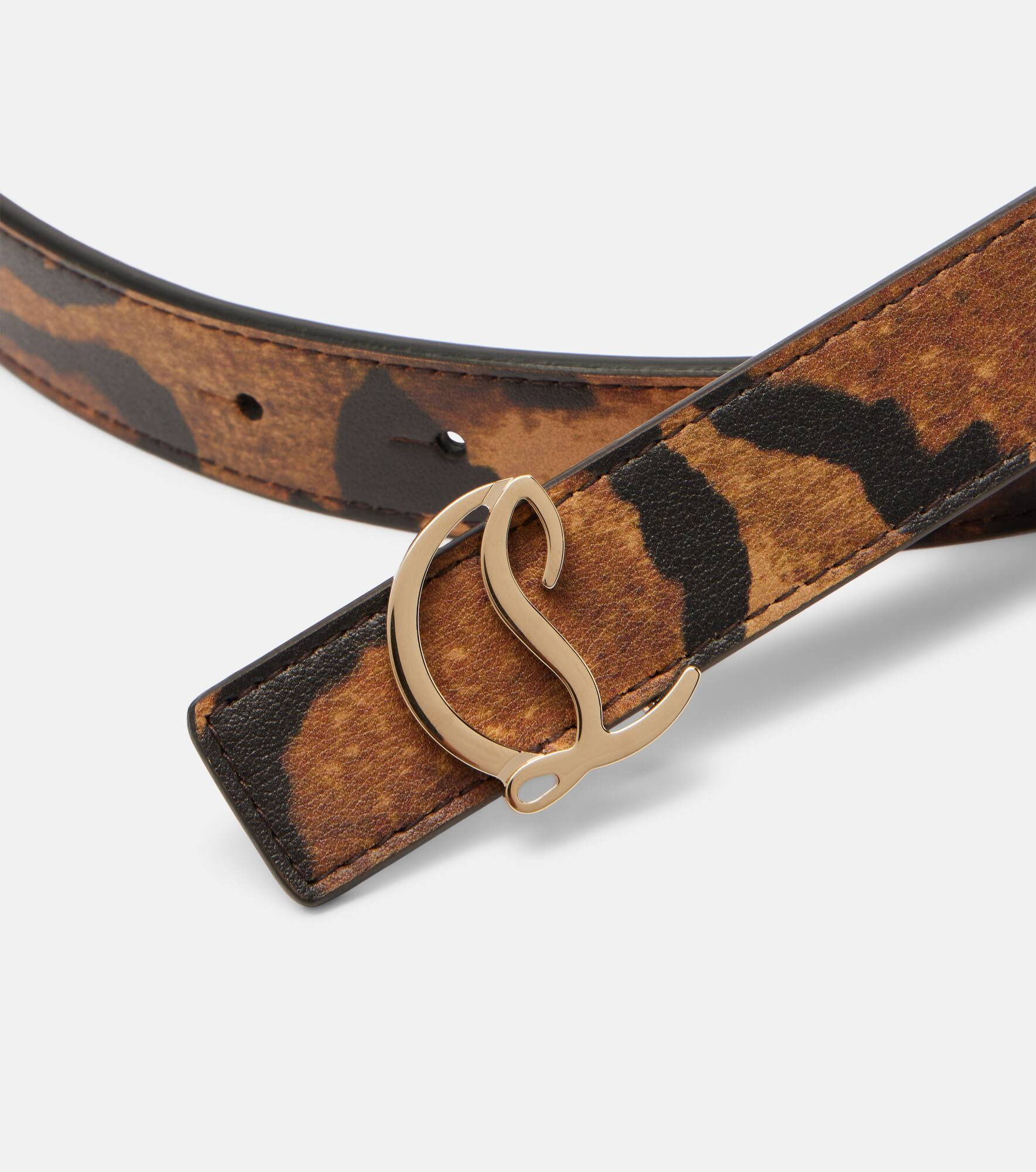 Leopard-print leather belt - 3