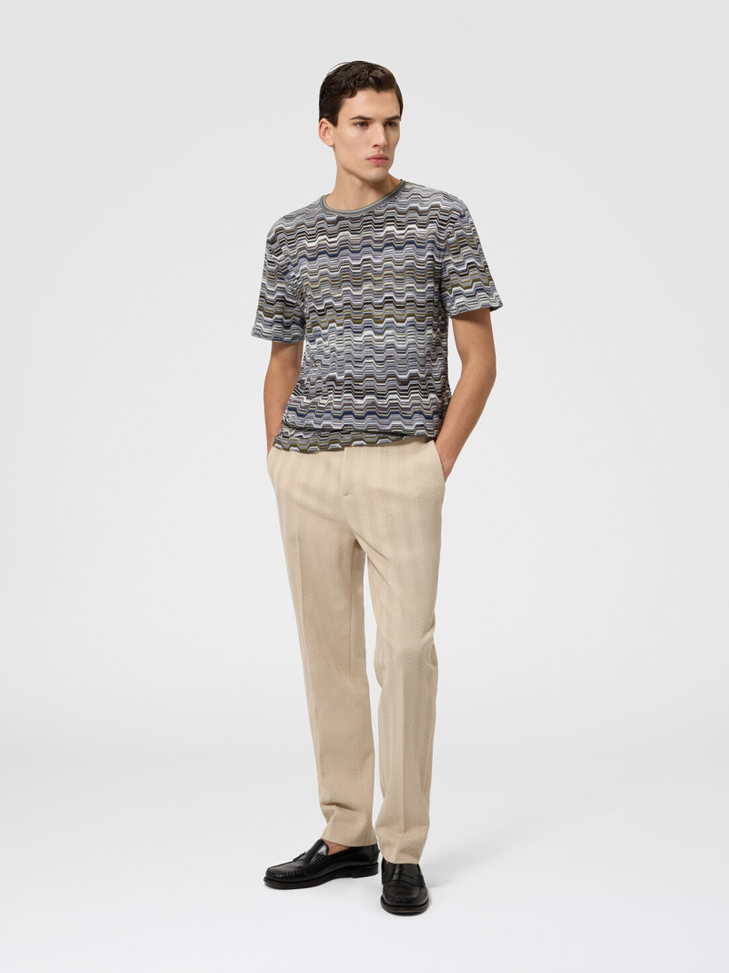 Missoni Crew-neck cotton T-shirt with Raschel knit and Greek motif outlook