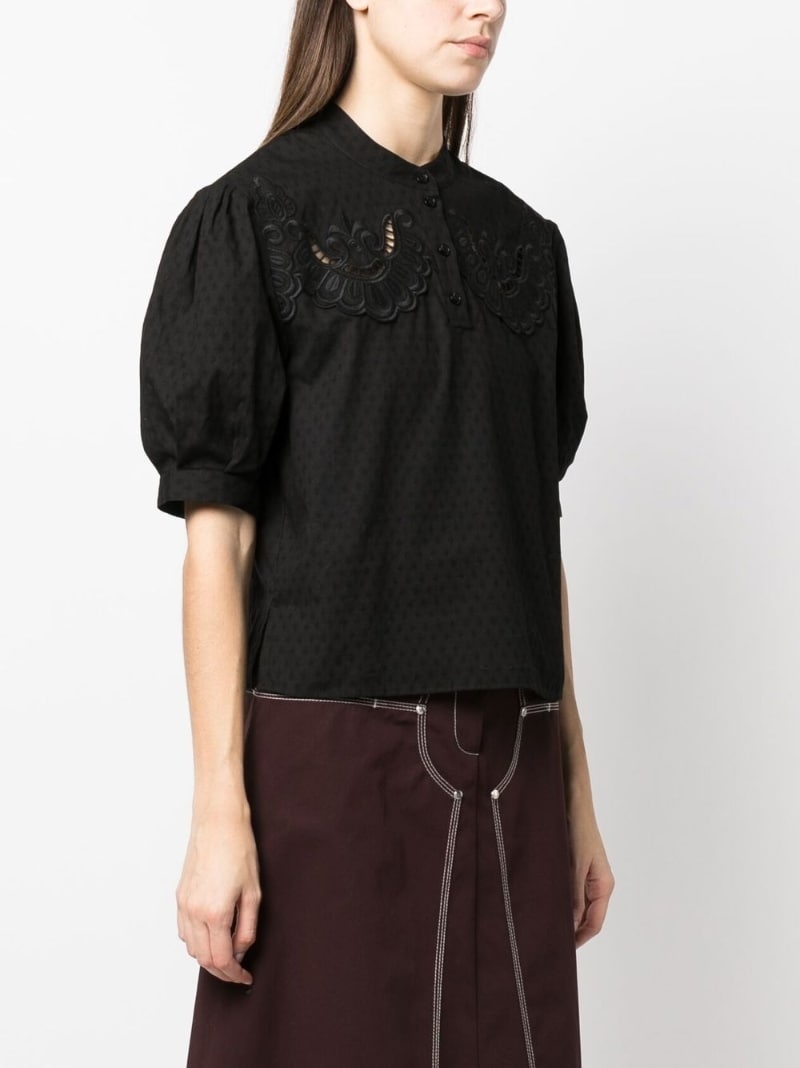 broderie-anglaise puff-sleeve shirt - 3