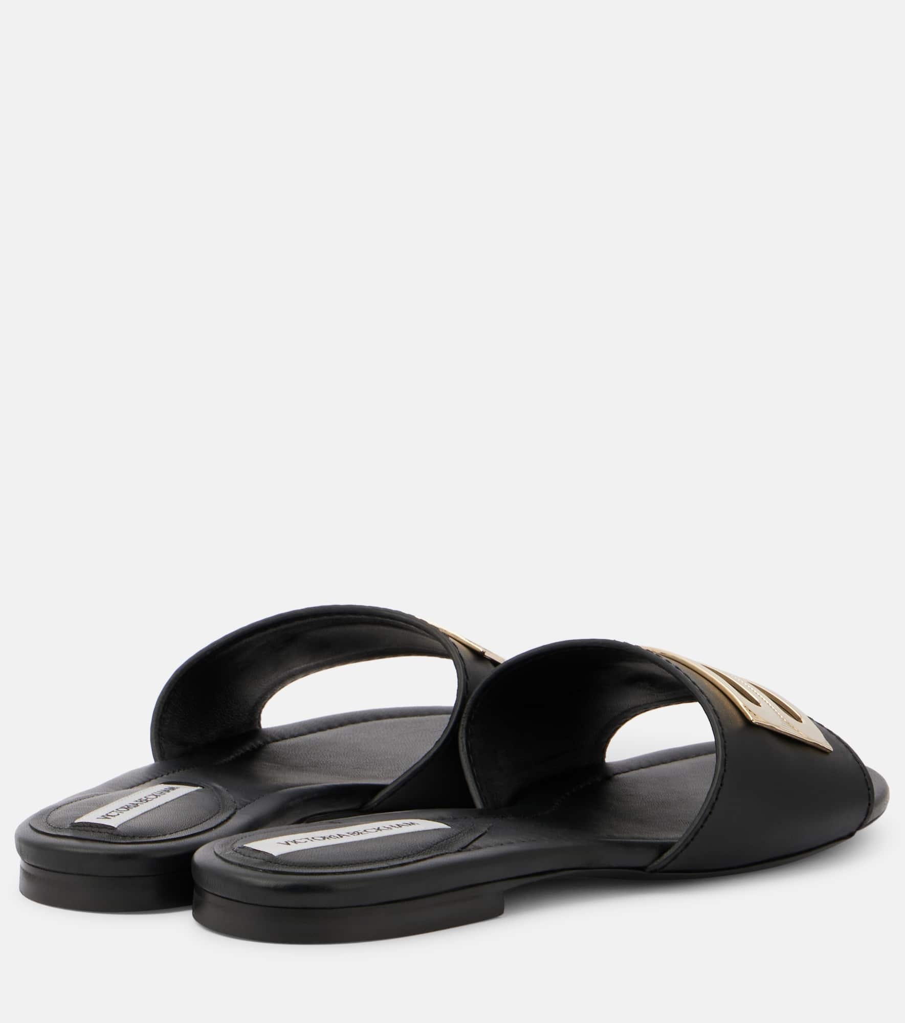 Logo leather slides - 2
