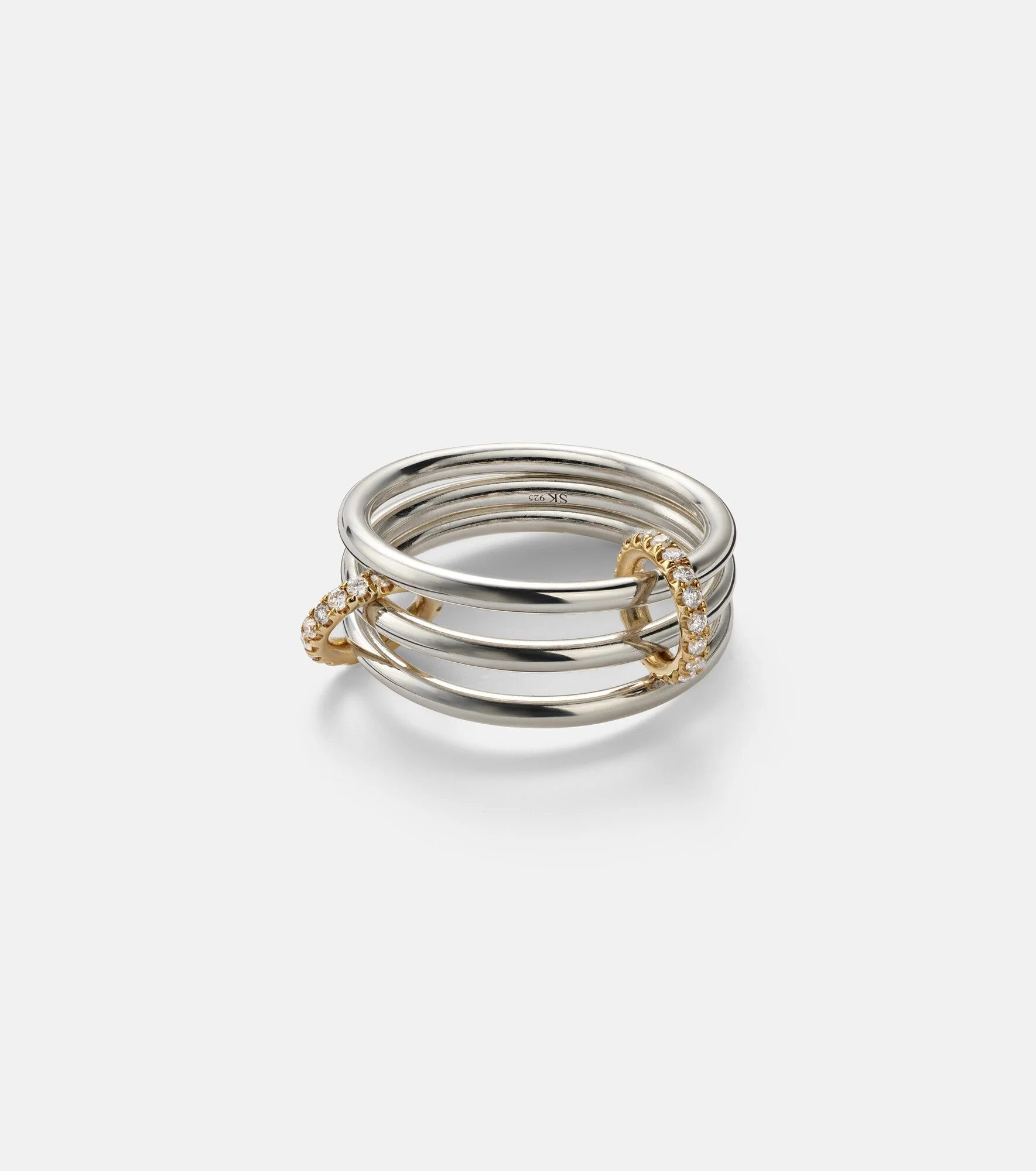 Solarium 925 sterling silver and 18kt gold ring with diamonds - 1