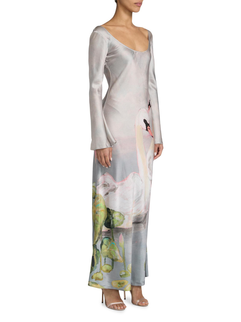 Women's Callaly Swan Satin Scoopneck Maxi Dress - Swan Song 4