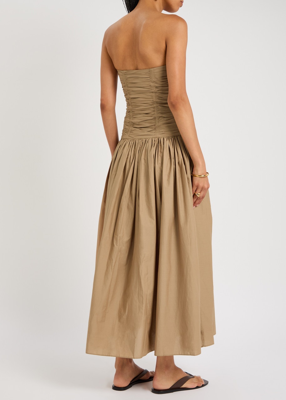 Matteau Strapless Drop Waist Cotton-poplin Midi Dress - 4