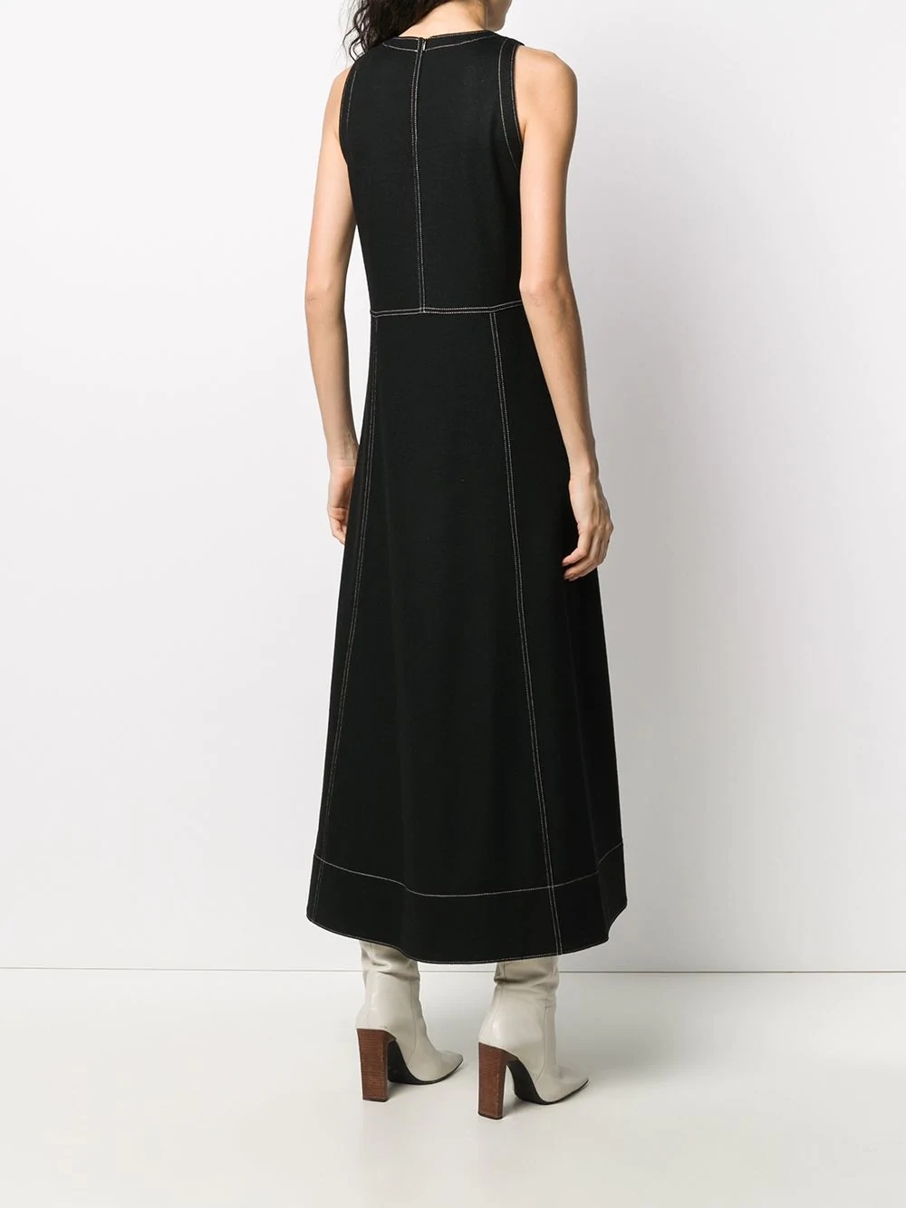 contrast stitching midi dress - 4