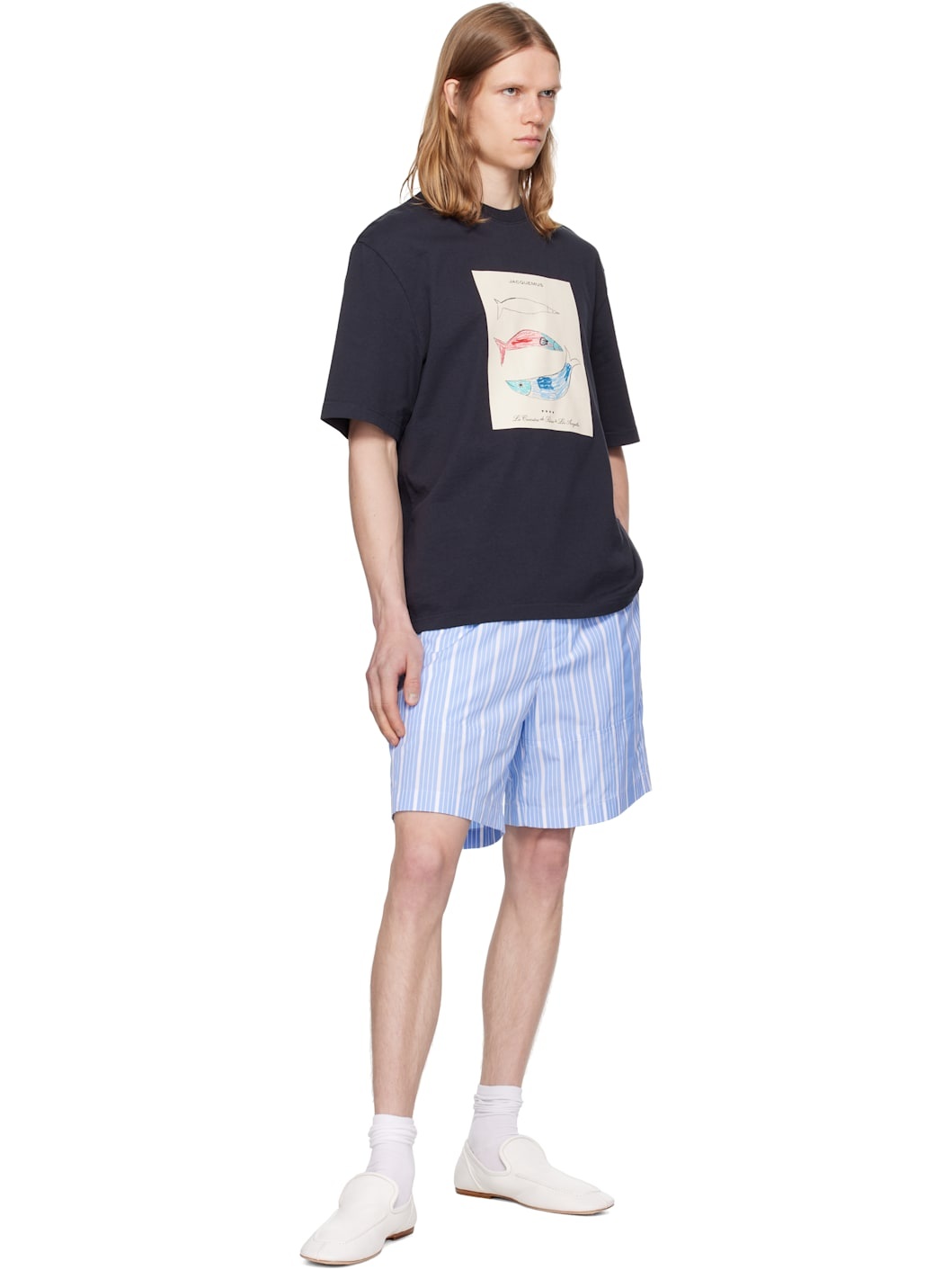 White & Blue La Croisière 'The Aloe' Shorts - 4
