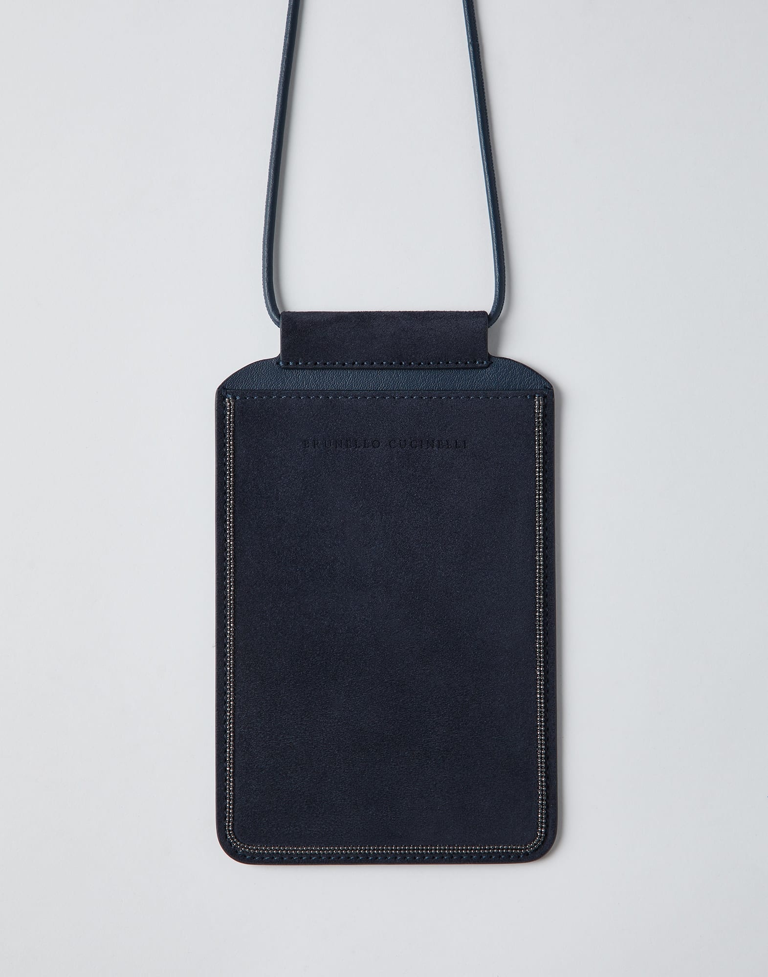 Suede phone bag with shiny trim - 1