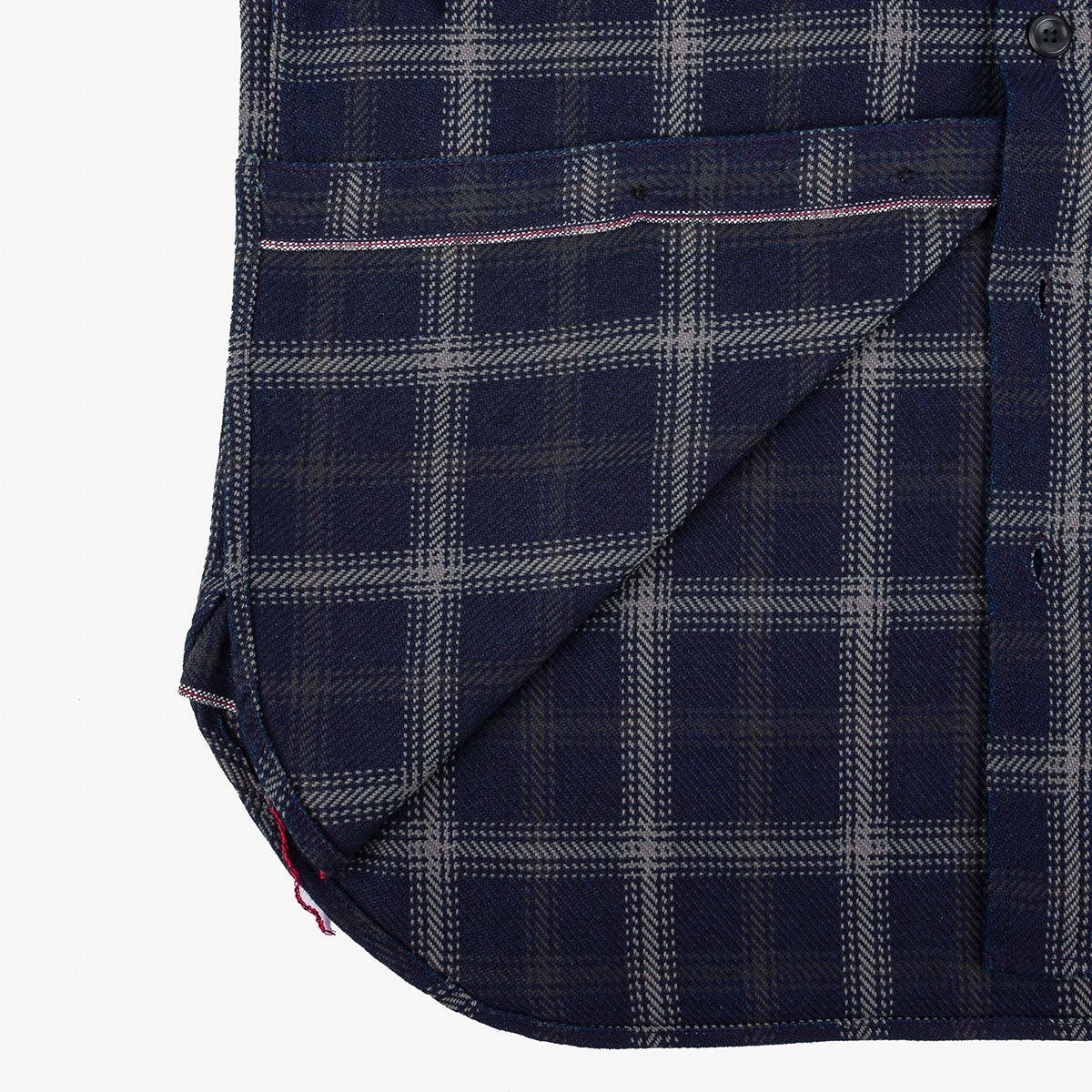 IHSH-412-BLK 9oz Selvedge Indigo Check Flannel Work Shirt - Black - 11