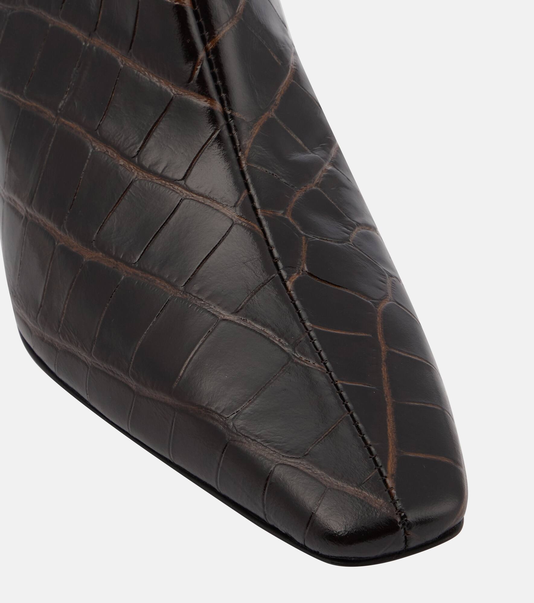 Croc-effect leather ankle boots - 6