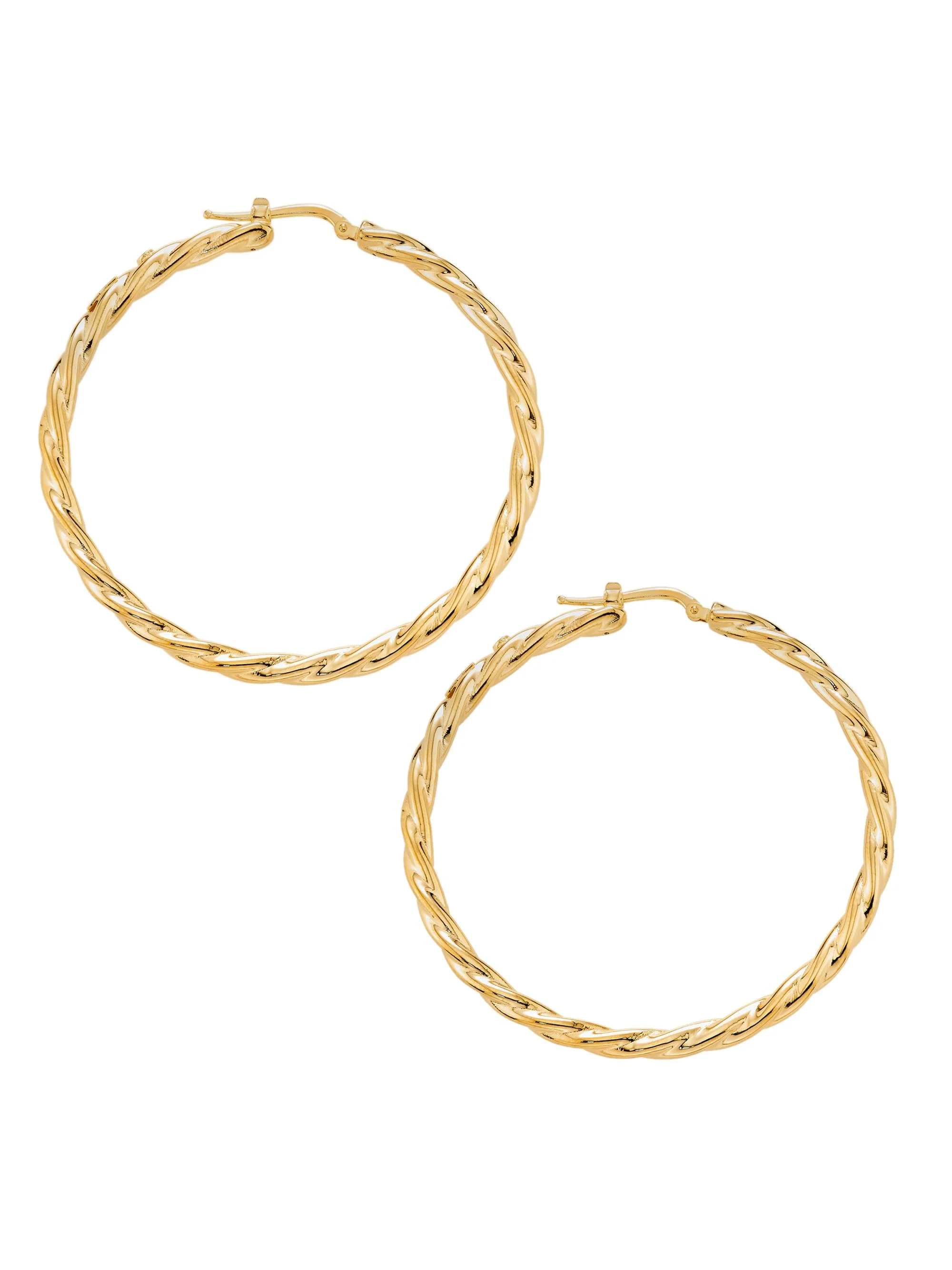 Women's 18K Yellow Gold Twisted Hoop Earrings/55MM - Yellow Gold - 1