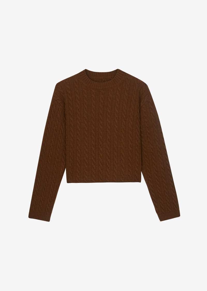 Brisbane Cropped Boxy Sweater - Brown 1