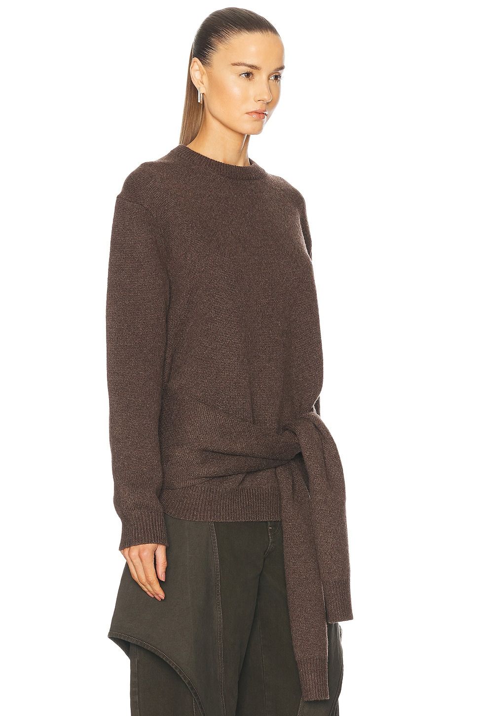 Draped Tie Front Sweater - 2