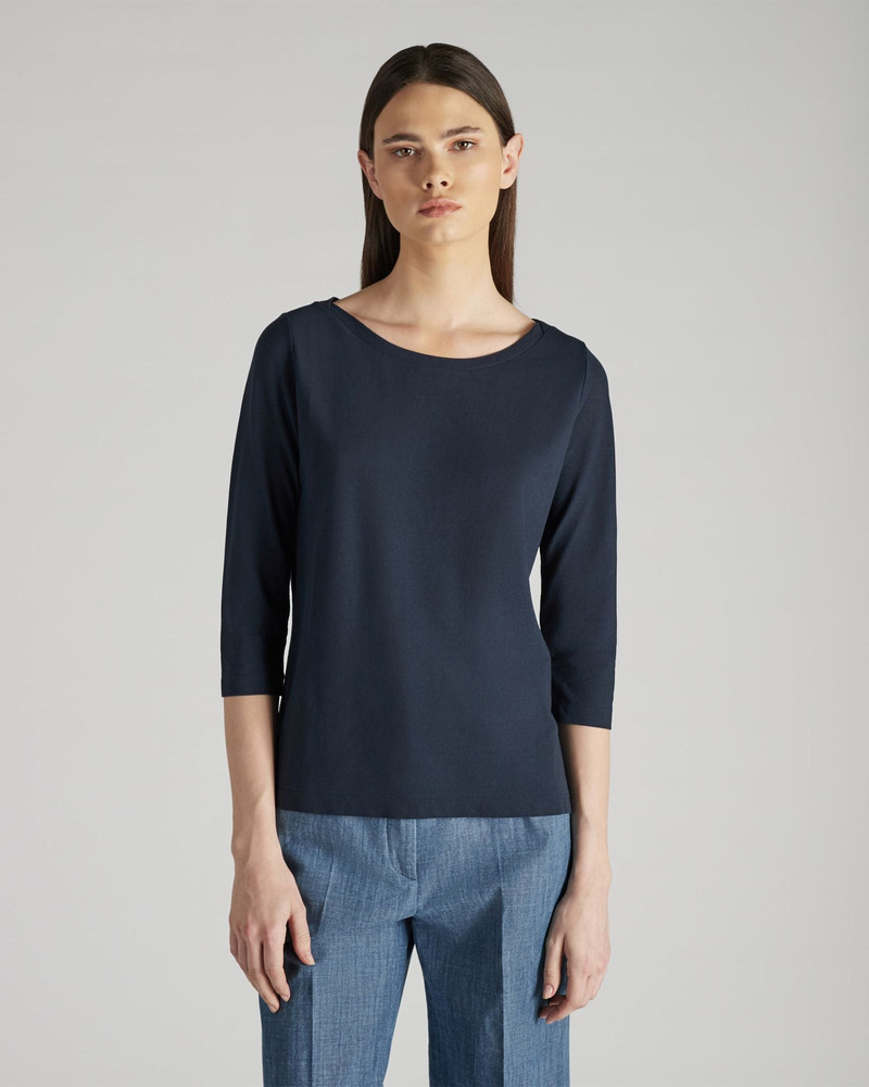 SLOWEAR Regular fit jumper with boat neckline in organic IceCotton outlook