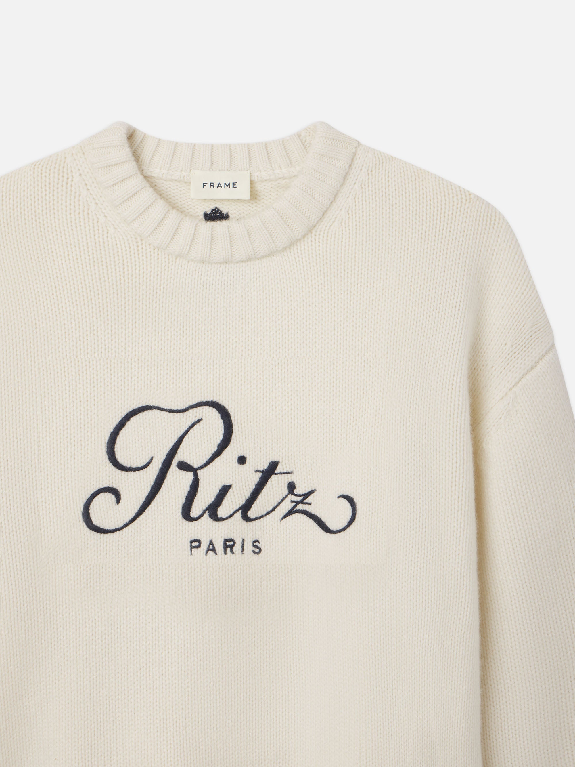 Ritz Unisex Cashmere Sweater in Cream - 3