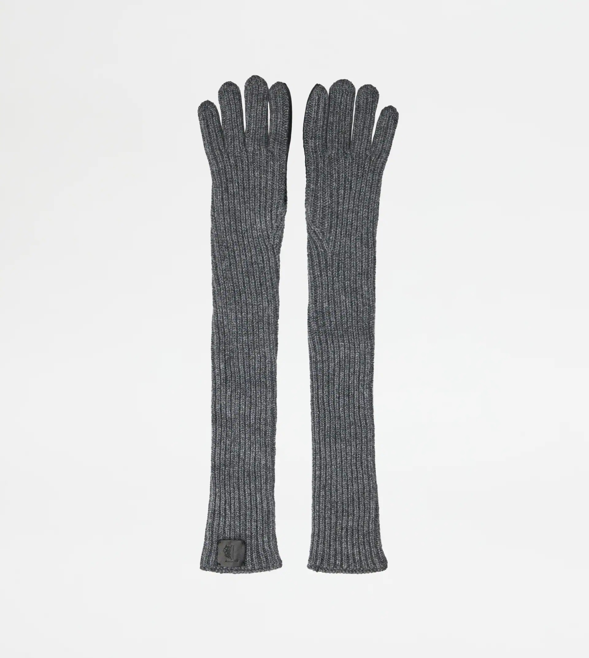 LONG GLOVES IN CASHMERE AND LEATHER - BLACK, SILVER - 1
