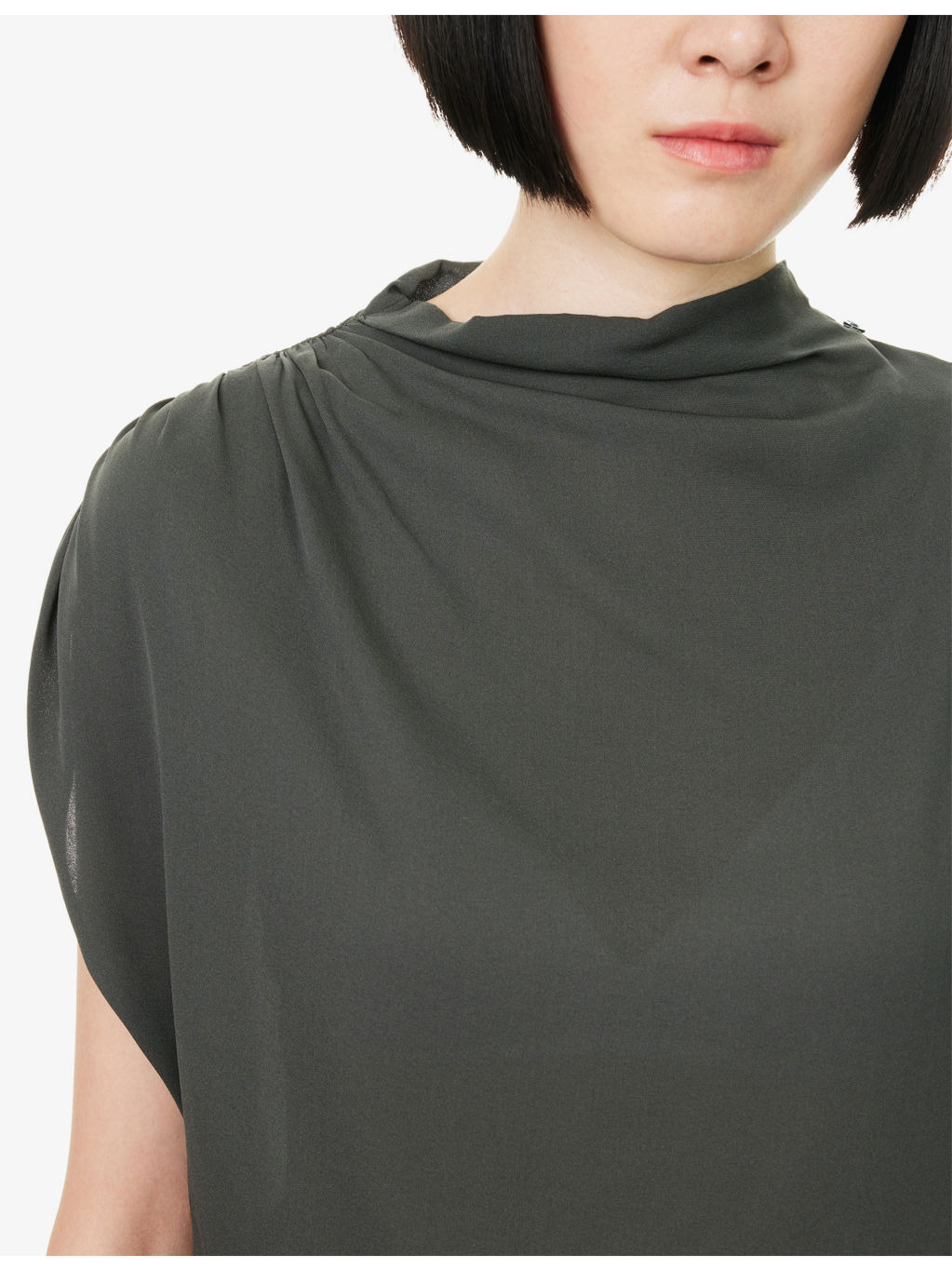 Wish You Would Ruched Stretch-Silk Top - 5