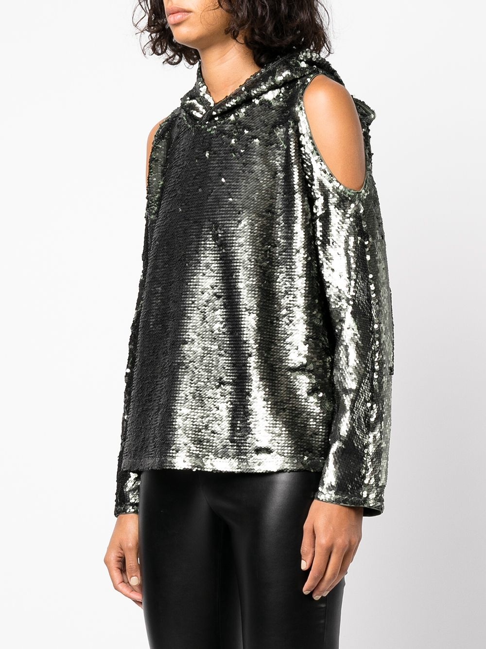 asymmetric cut-detail hoodie - 3