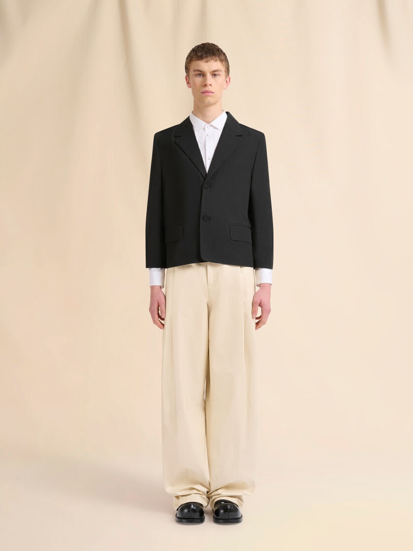 BLACK POPLIN SINGLE-BREASTED BOXY JACKET - 2
