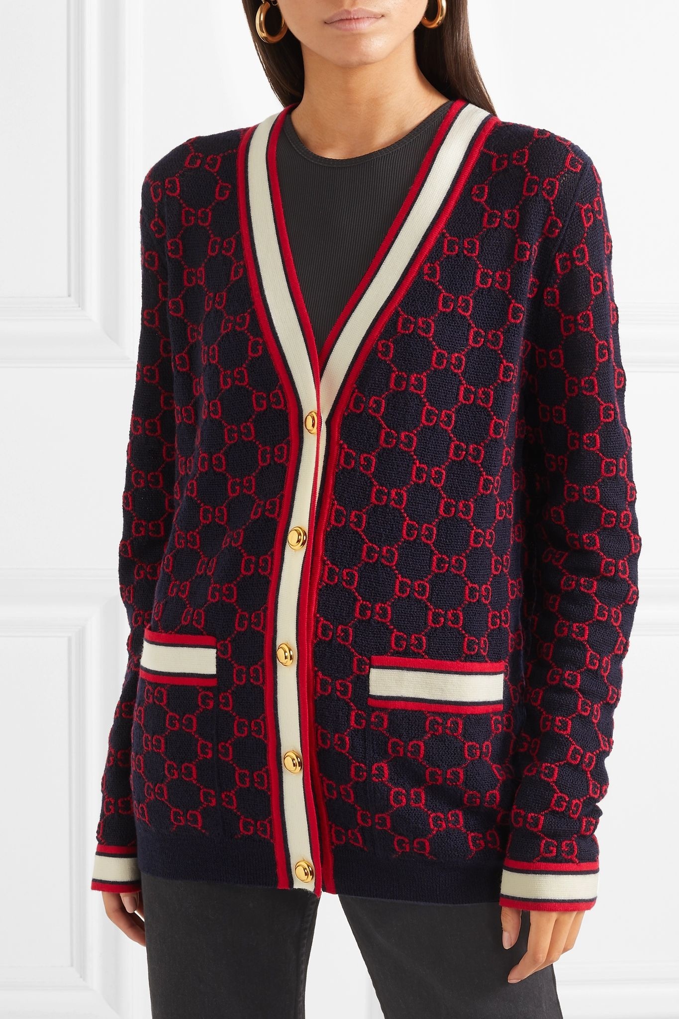 Wool-jacquard cardigan  - 3