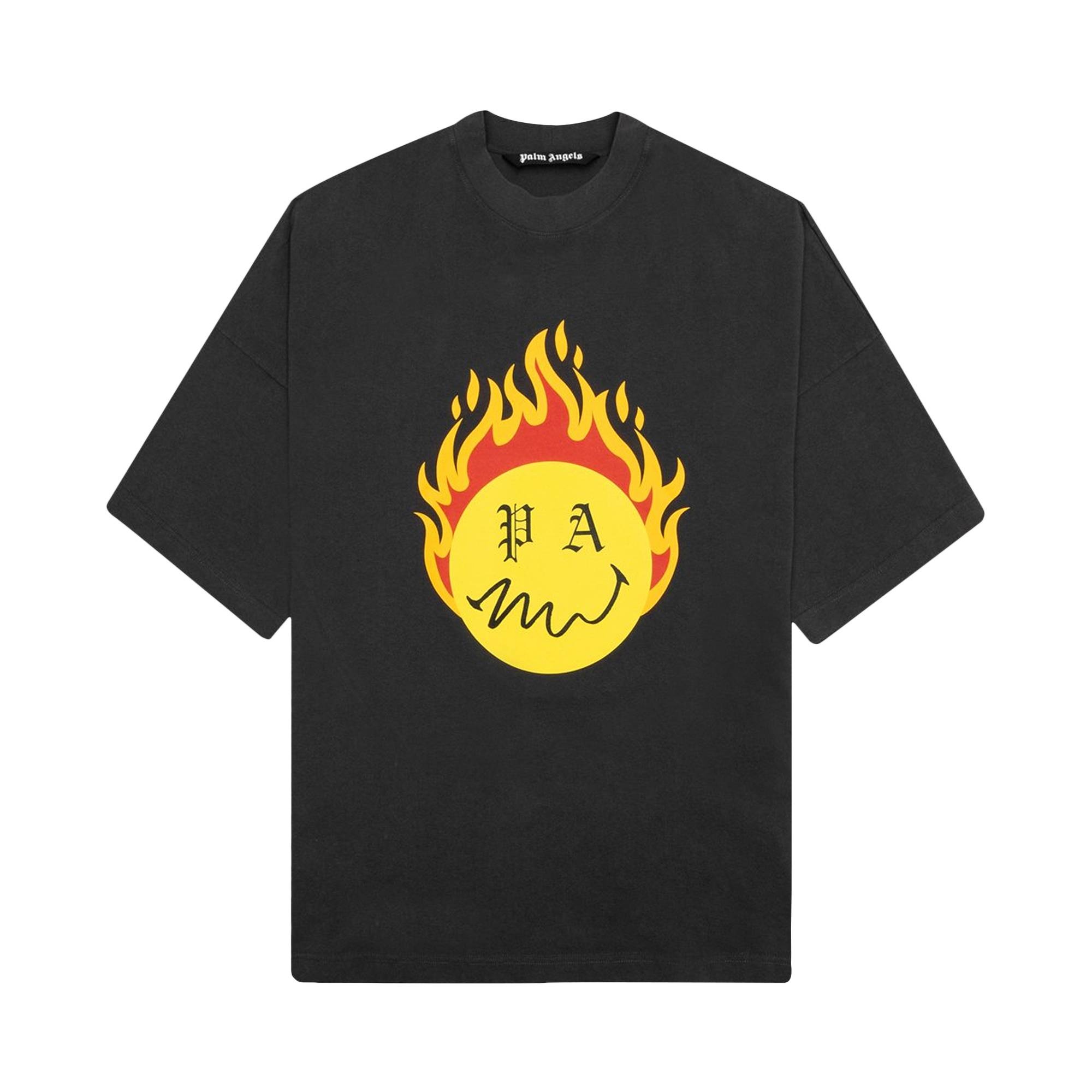 Palm Angels Burning Head Loose Tee 'Black/Yellow' - 1