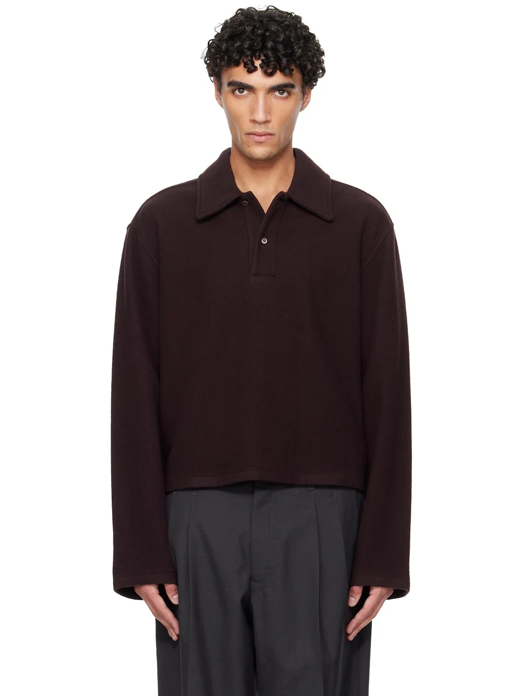 Burgundy Fleece Polo - 1