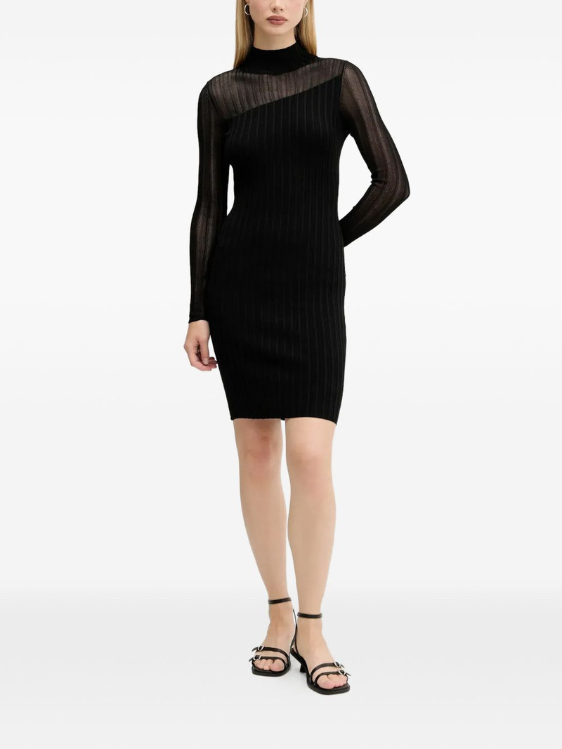 HUGO Siclaminy ribbed mesh-panel mini dress outlook