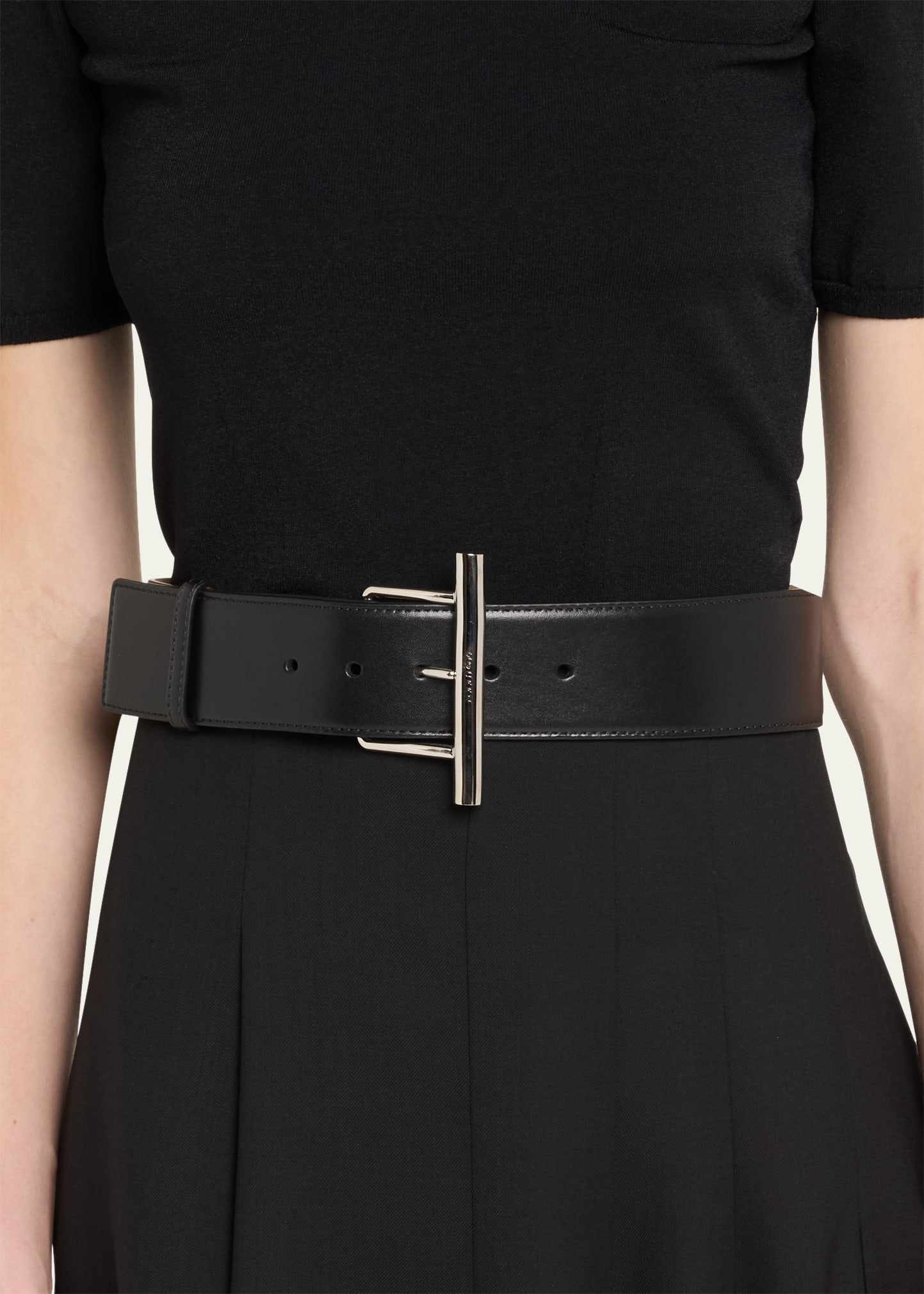 Silvertone Cross-Bar Leather Wide Sling Belt - 2
