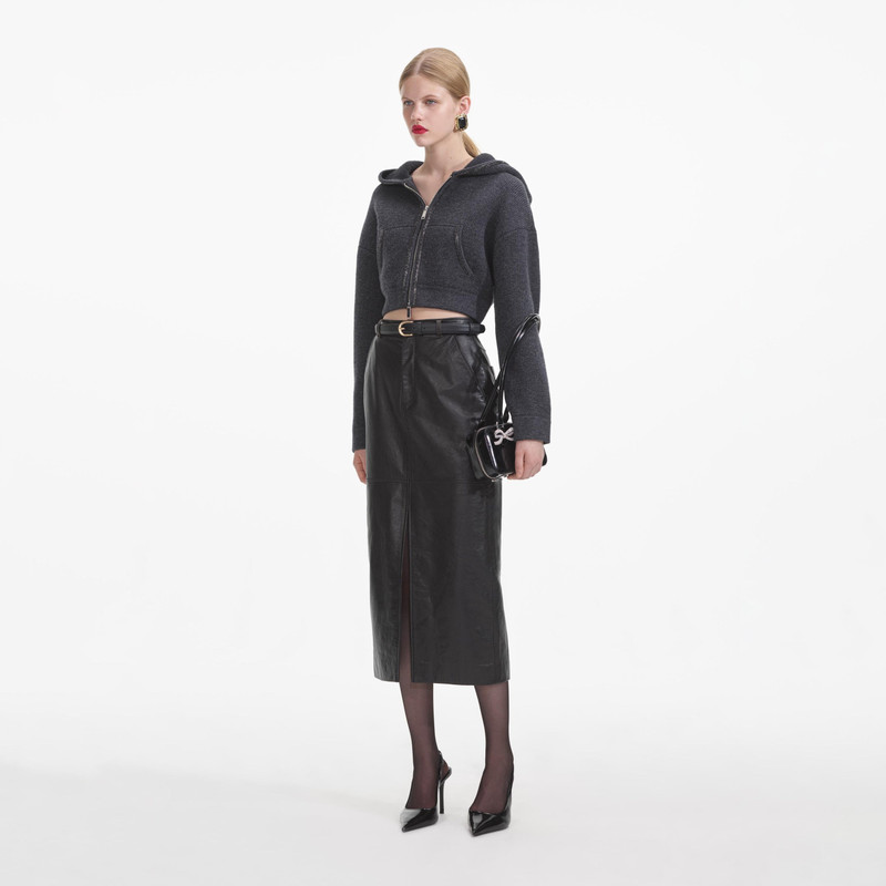 Grey Knit Cropped Hoodie 2