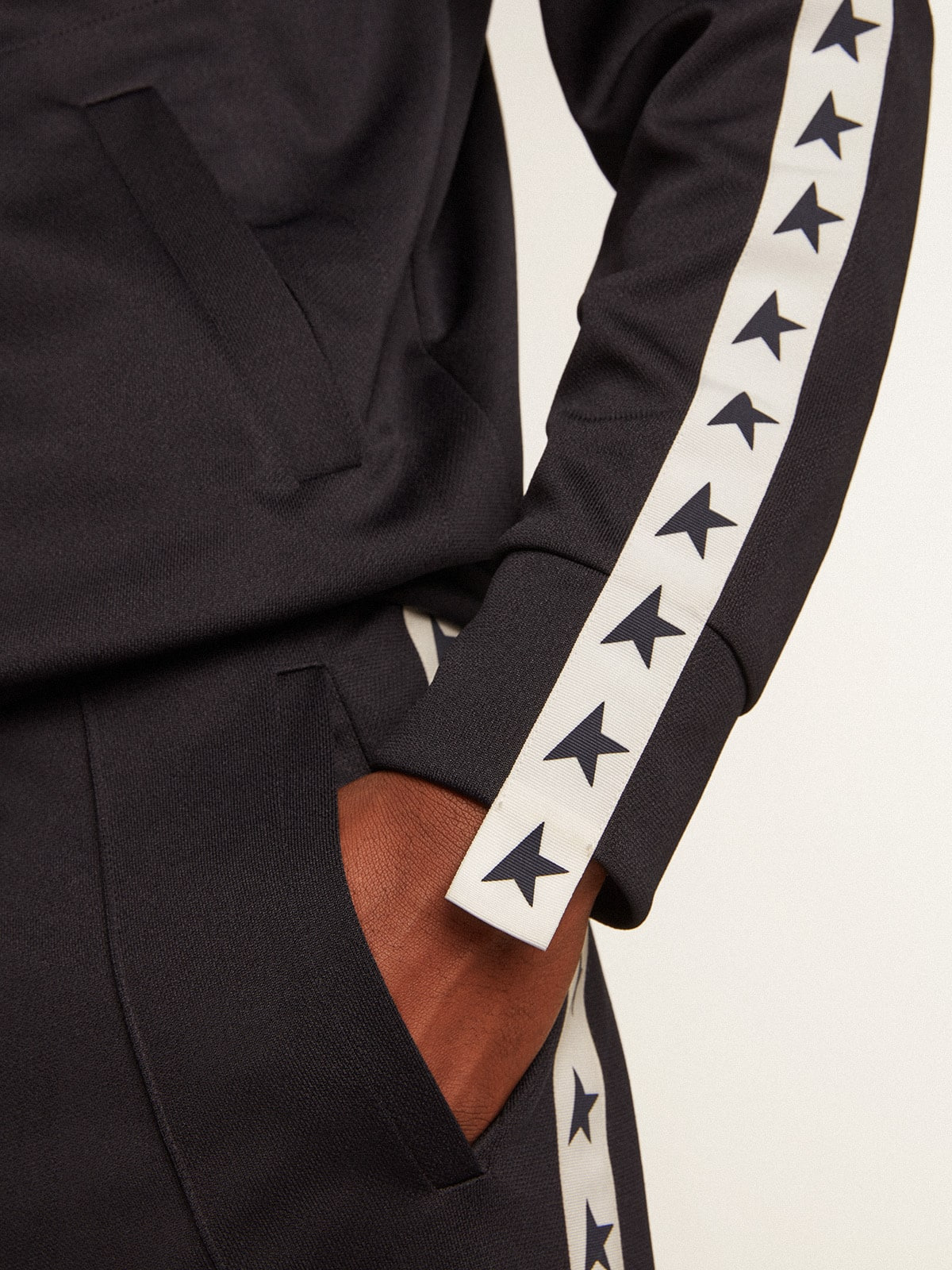 Dark blue sweatshirt with white strip and contrasting blue stars - 5