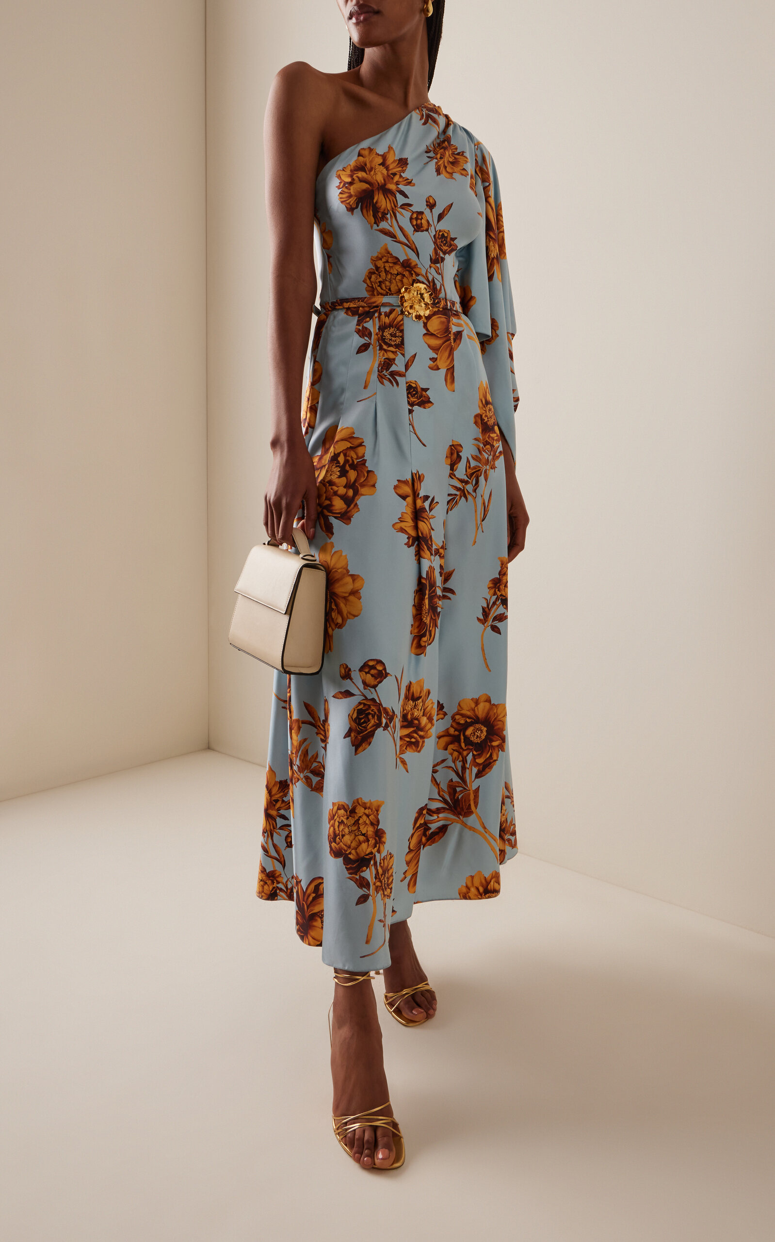 Asymmetric Printed Silk Maxi Dress multi - 2