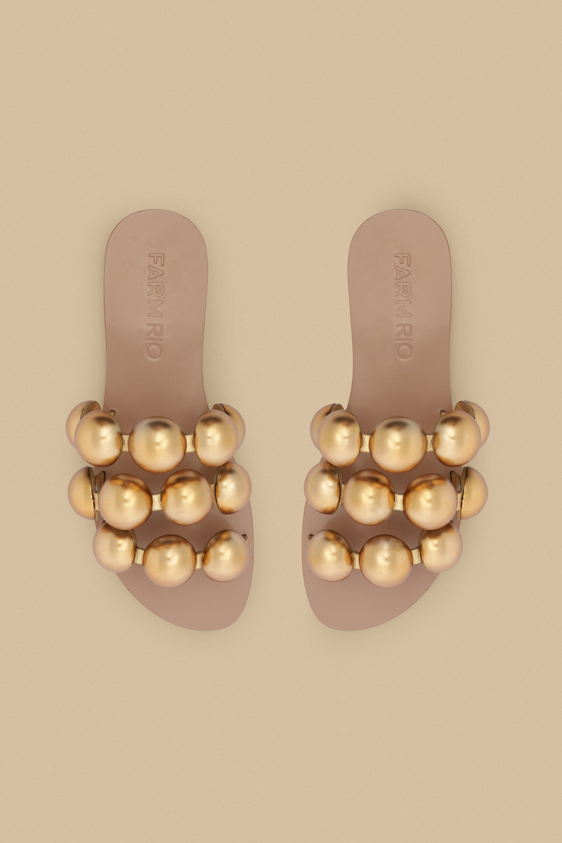 Gold Color Beads Flat Sandal 3