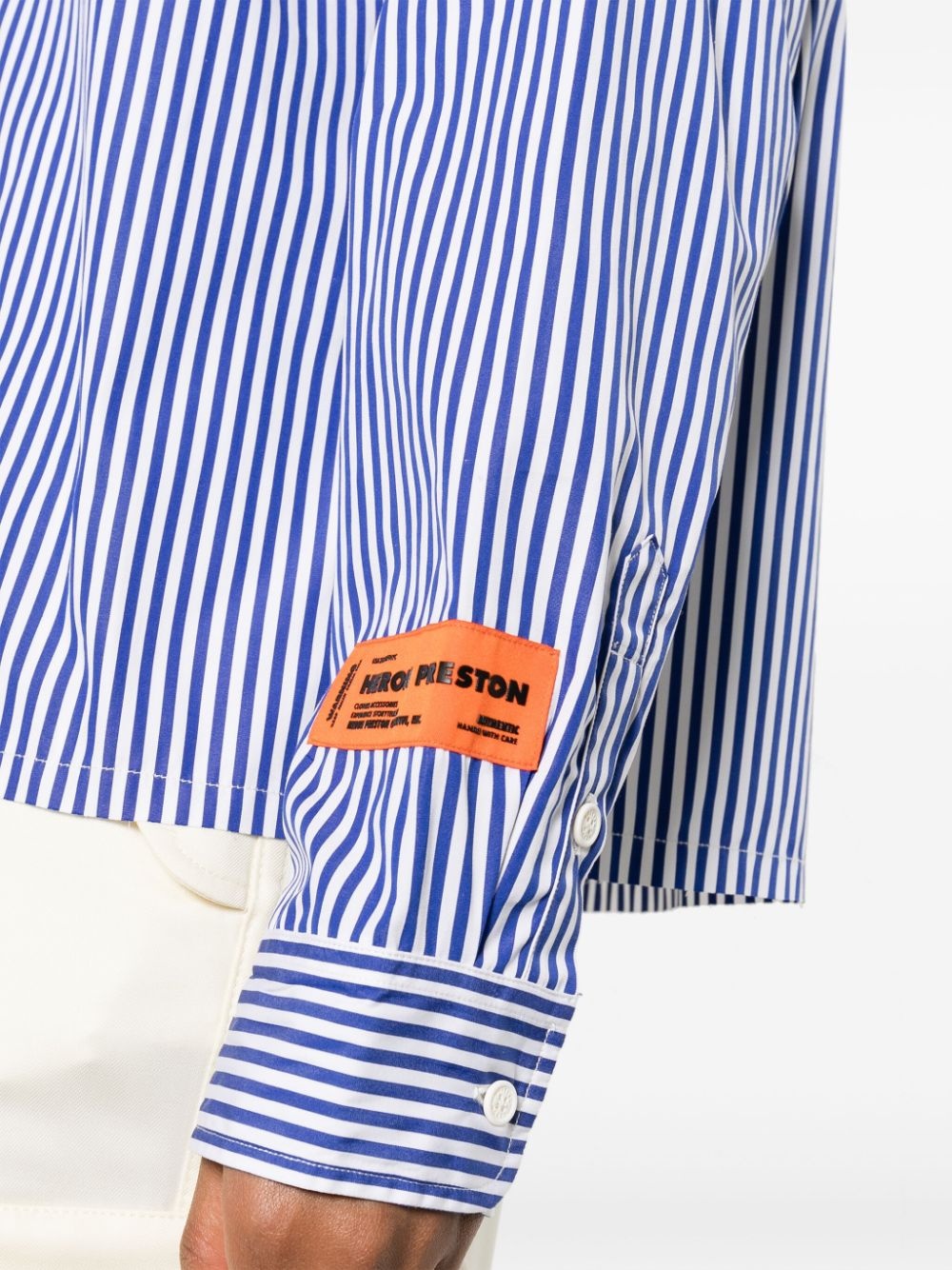 logo-print striped cotton shirt - 5