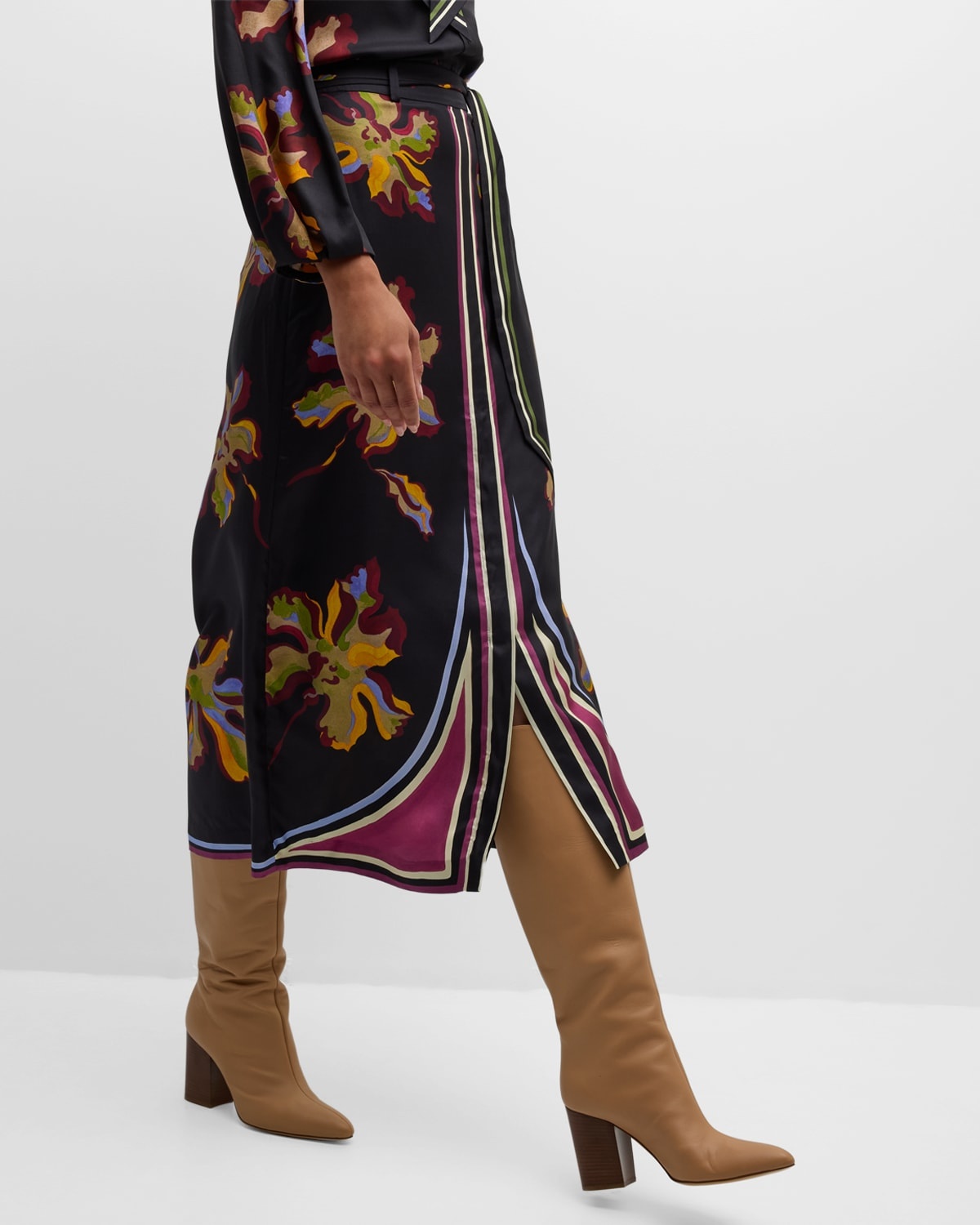 Floral Seduction Printed A-Line Midi Skirt - 7