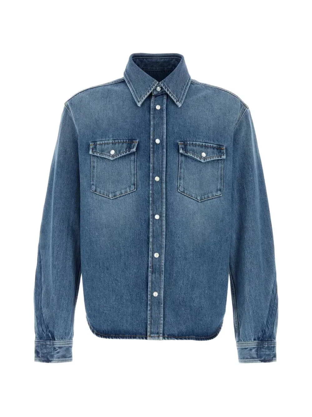 COUTURE SEAM SHIRT IN SHADOW WASHED DENIM - 1