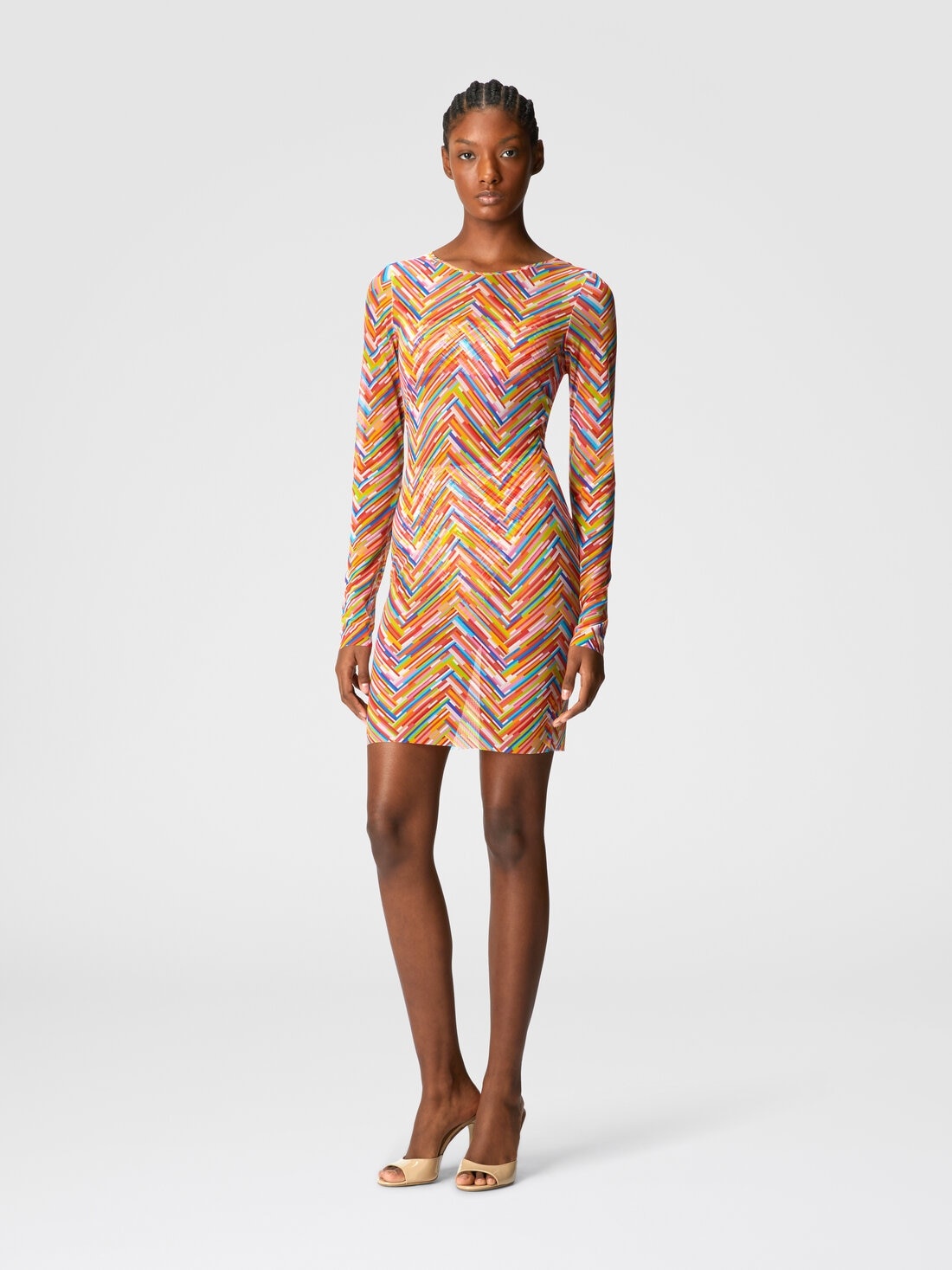 Long-sleeved dress in printed tulle - 2