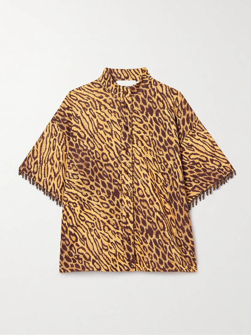 Coco Bead-embellished Leopard-print Cotton Shirt 1