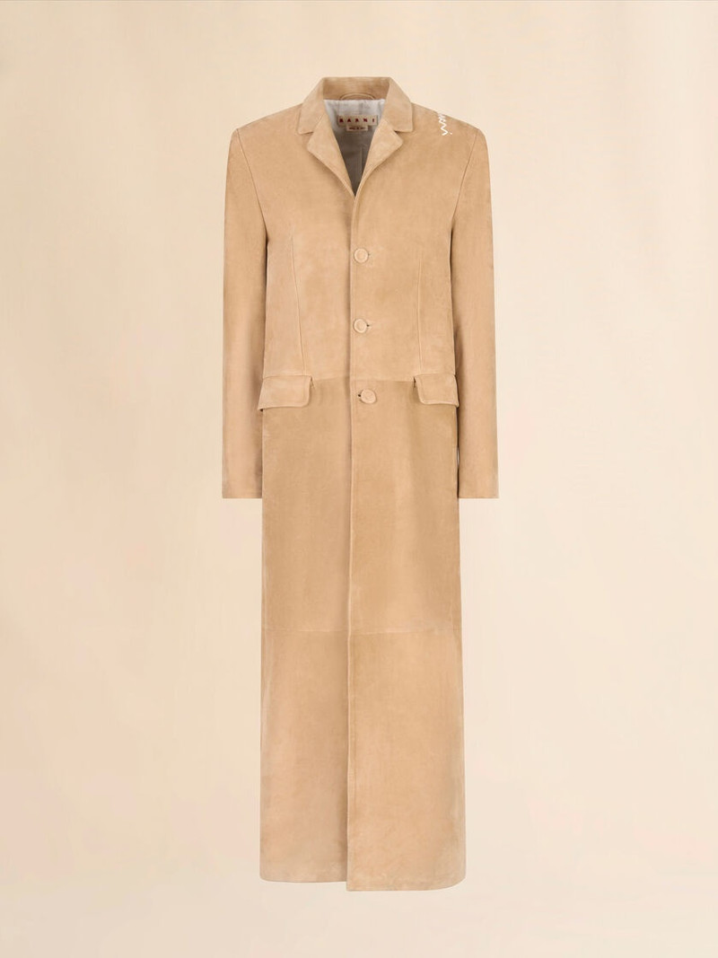 CAMEL SUEDE DUSTER COAT - 1