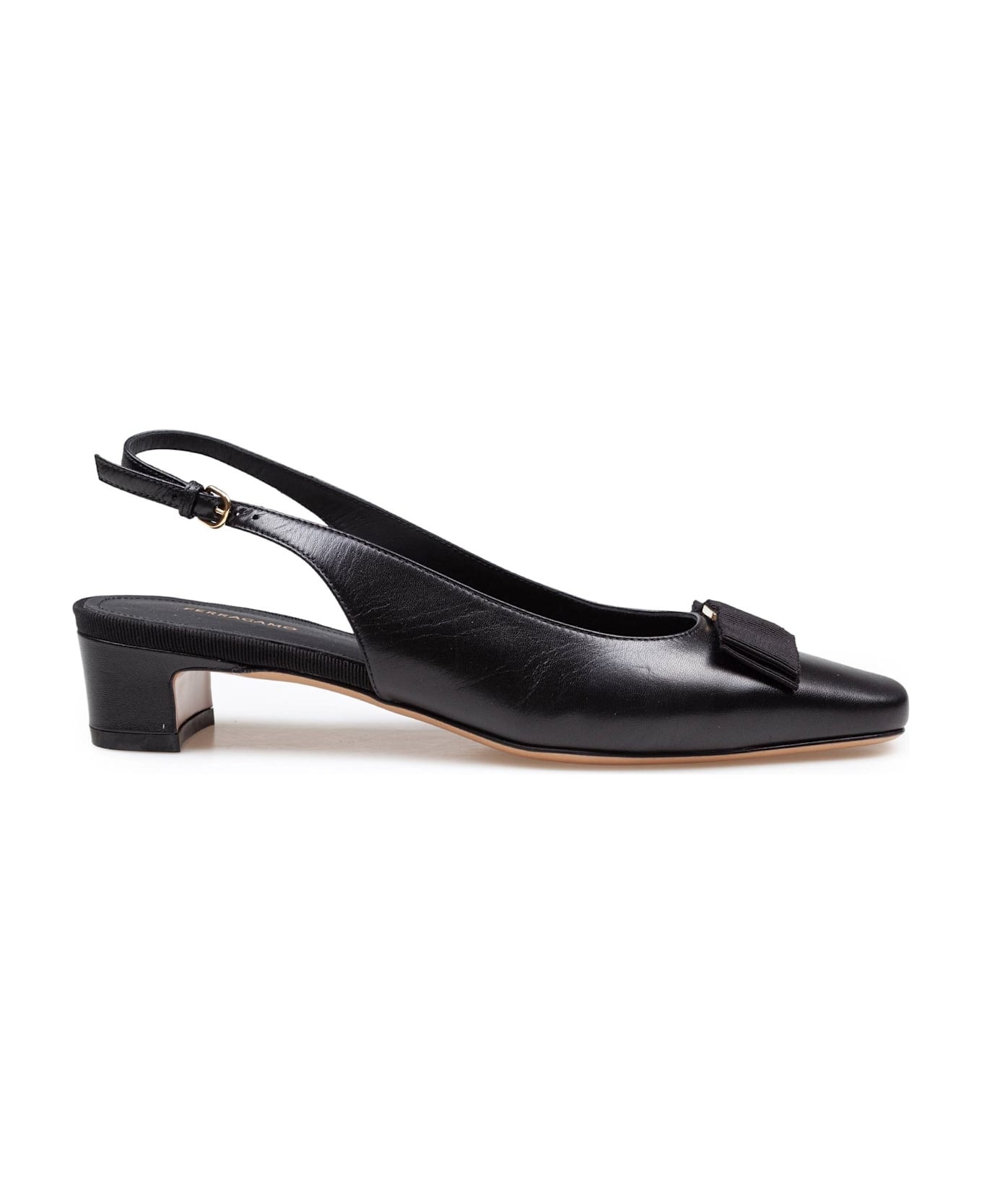 Slingback Rivalda In Black Leather - 1
