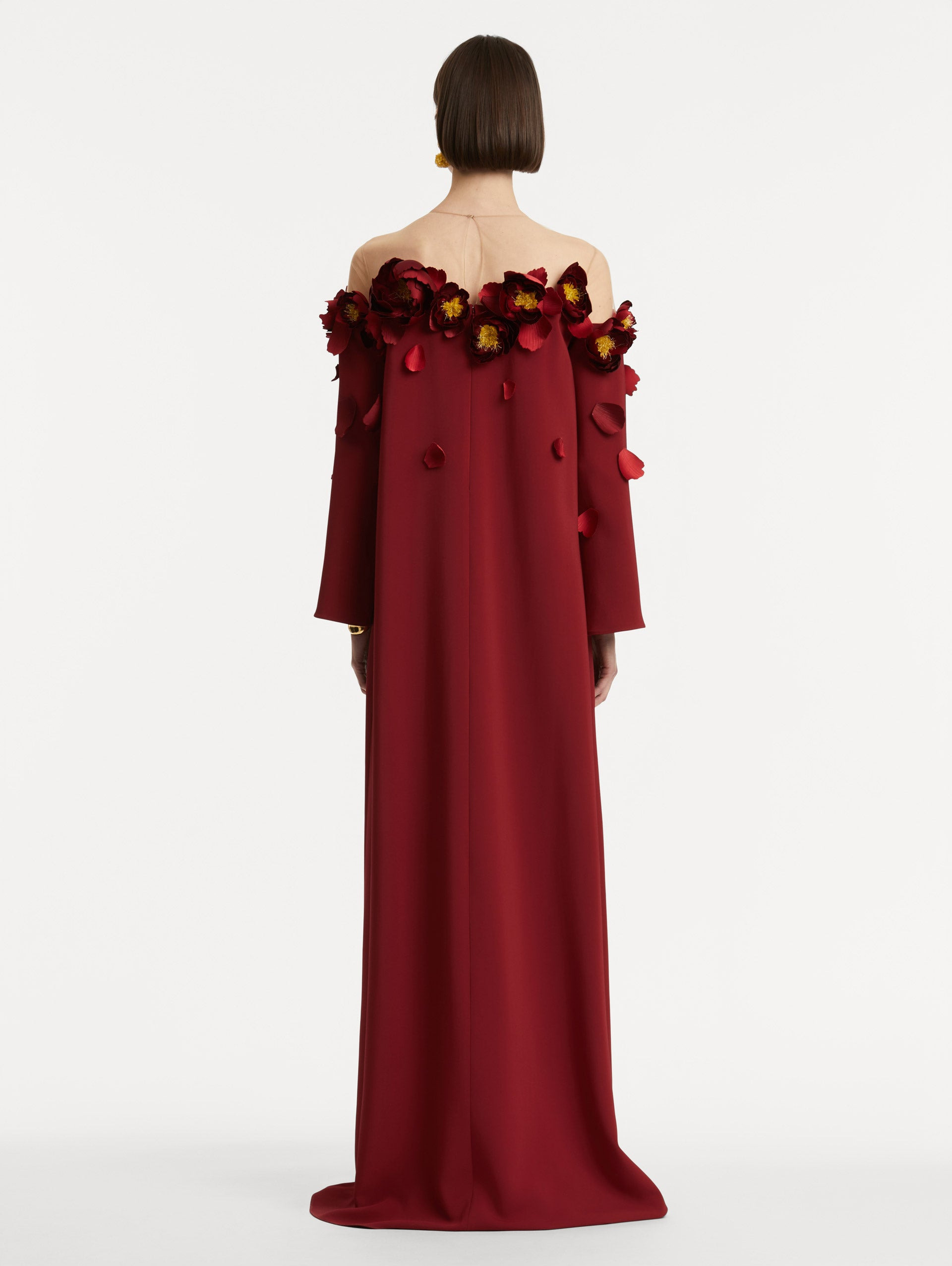 PEONY APPLIQUÉ ILLUSION NECK CAFTAN - 3